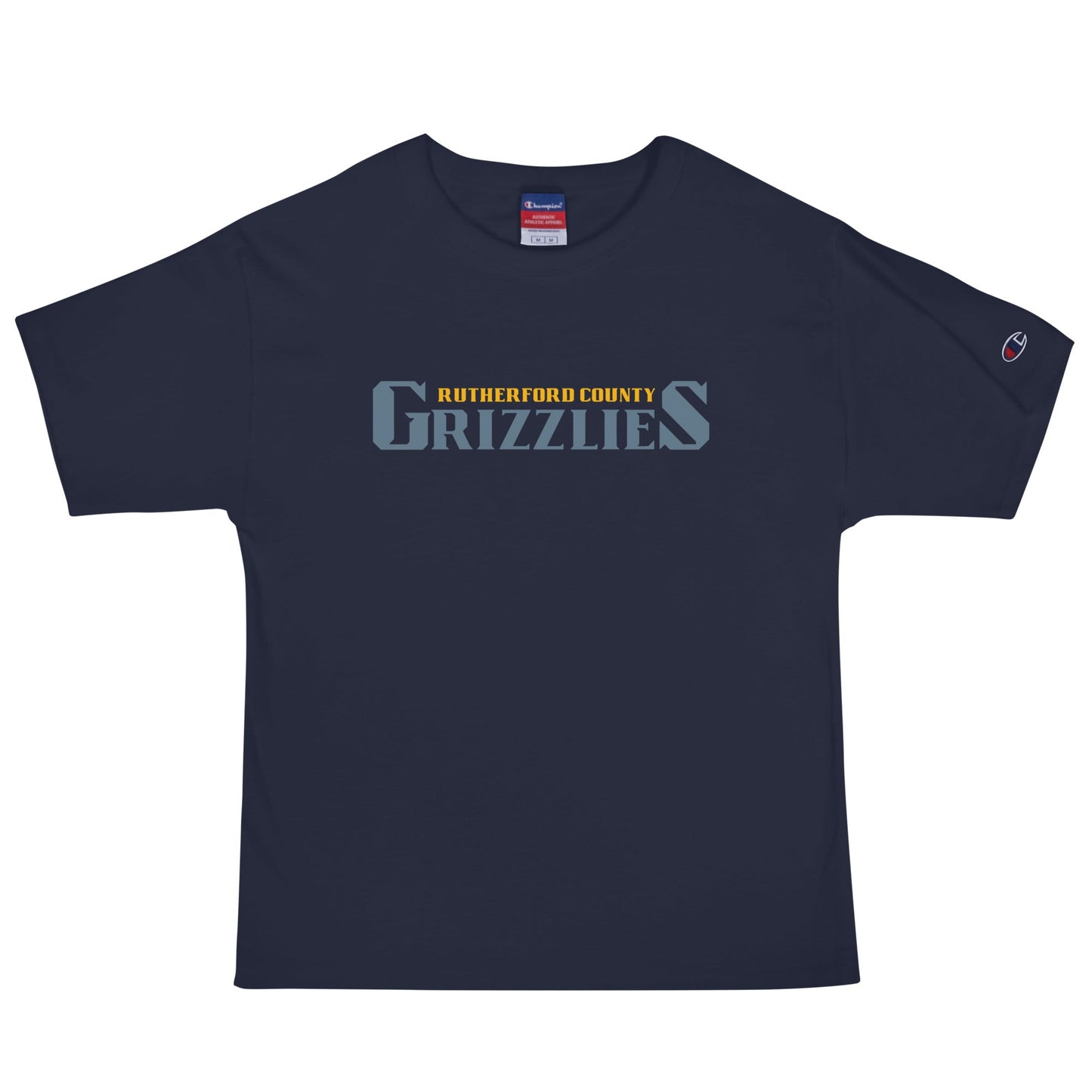 Signature | Champion T-Shirt | Rutherford County Grizzlies Football | Alt Script Logo
