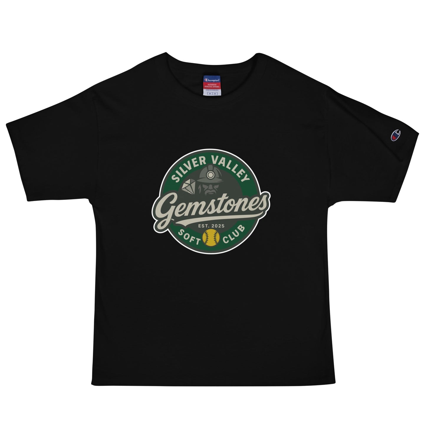 Signature | Champion T-Shirt | Silver Valley Gemstones | Badge Logo