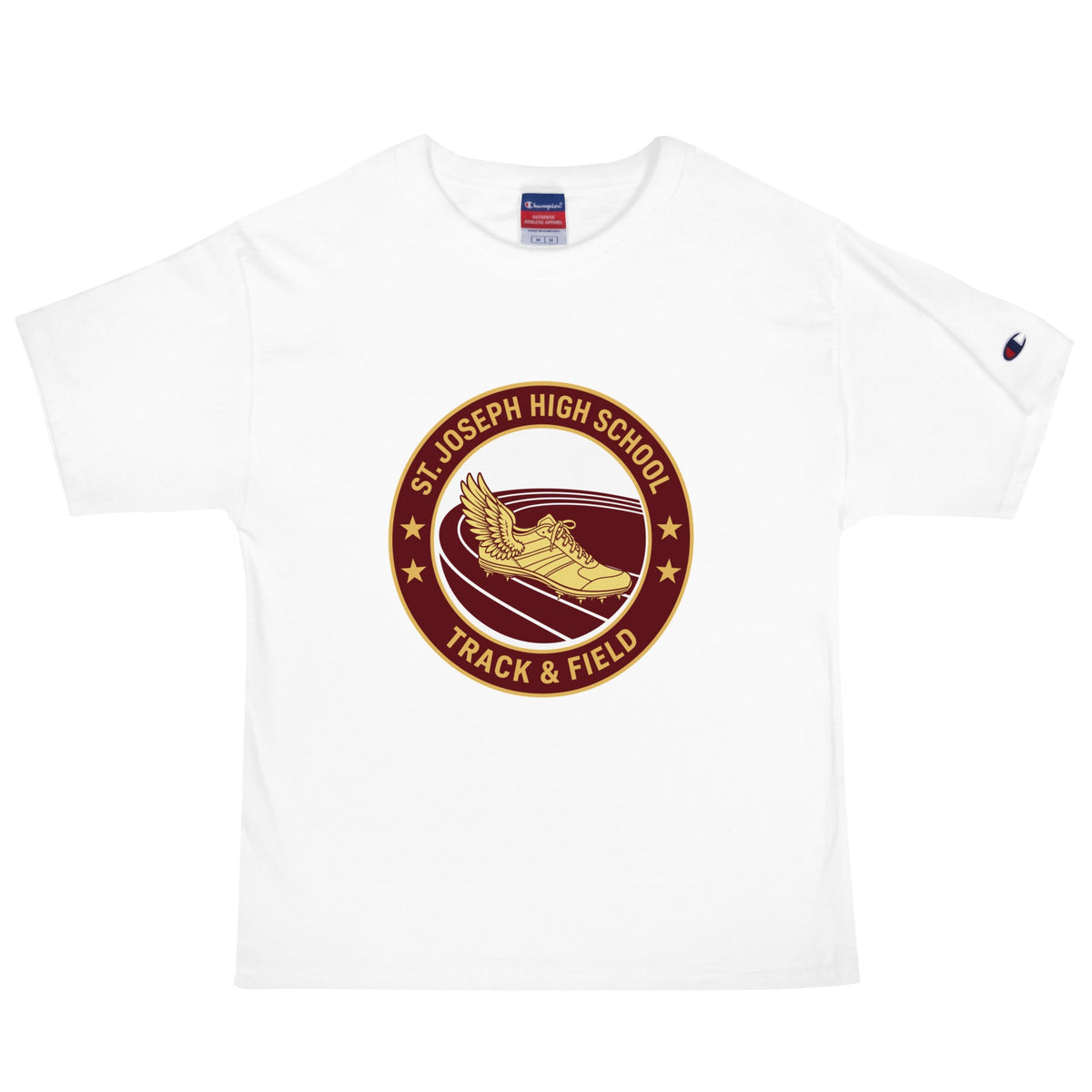 Signature | Champion T-Shirt | St. Joseph High School - Track & Field | Badge Logo
