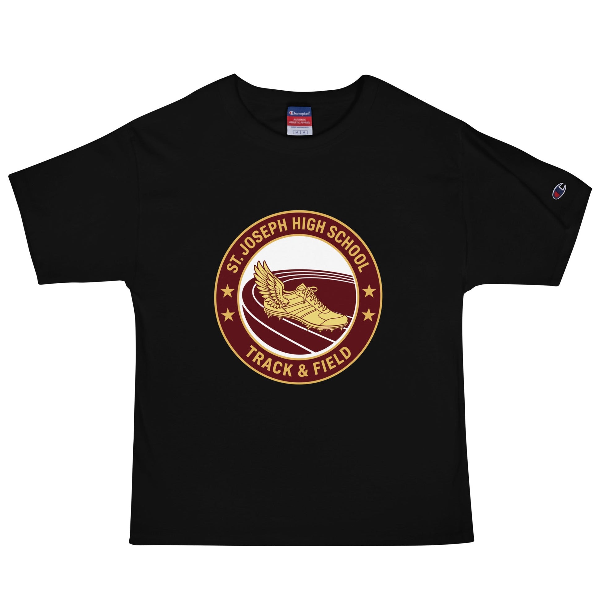 Signature | Champion T-Shirt | St. Joseph High School - Track & Field | Badge Logo