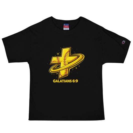 Signature | Champion T-Shirt | Stingers Softball | Galatians 6:9 Logo