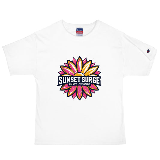 Signature | Champion T-Shirt | Sunset Surge All-Star Cheerleading | Bloom Surge Logo
