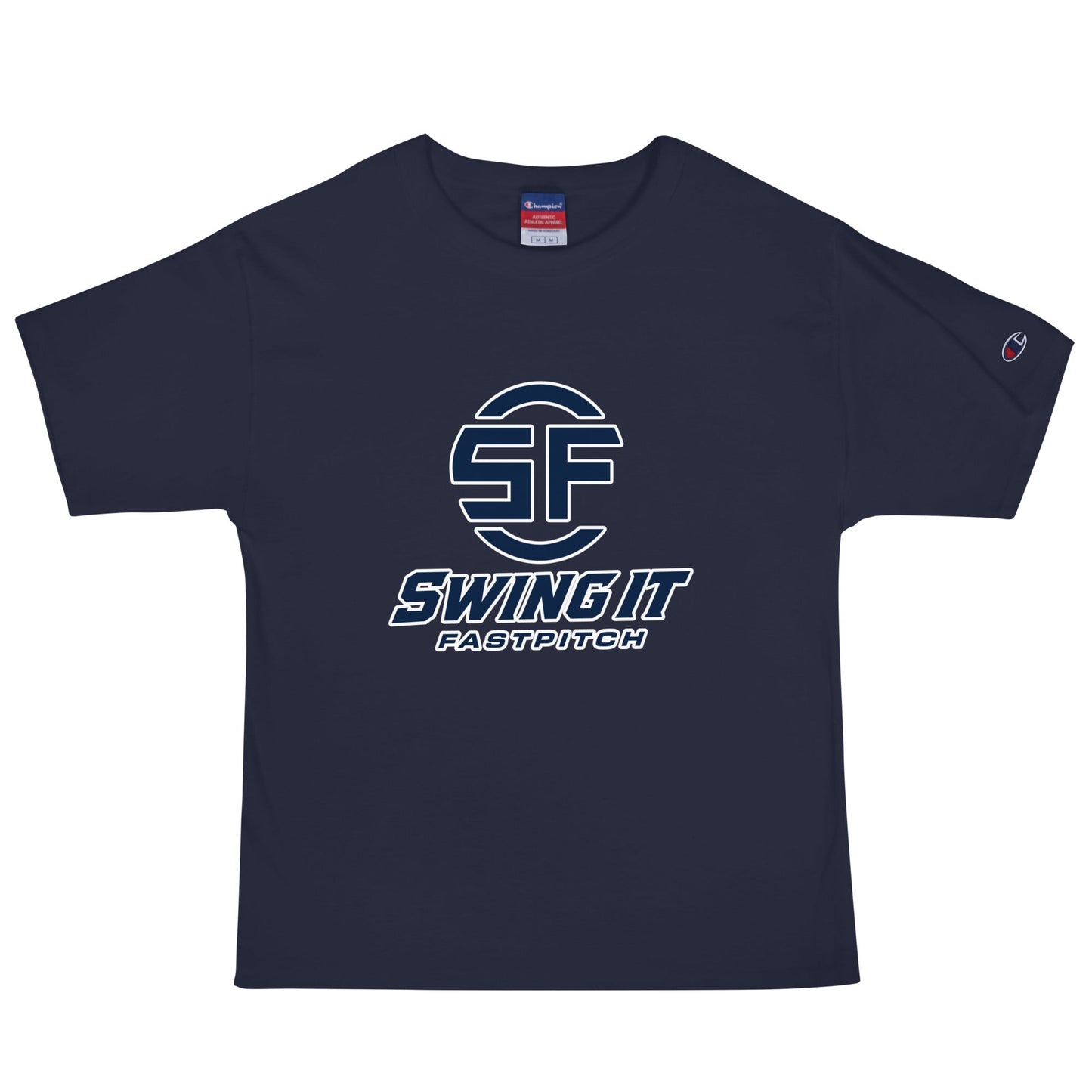 Signature | Champion T-Shirt | Swing It Fastpitch | Crest Logo