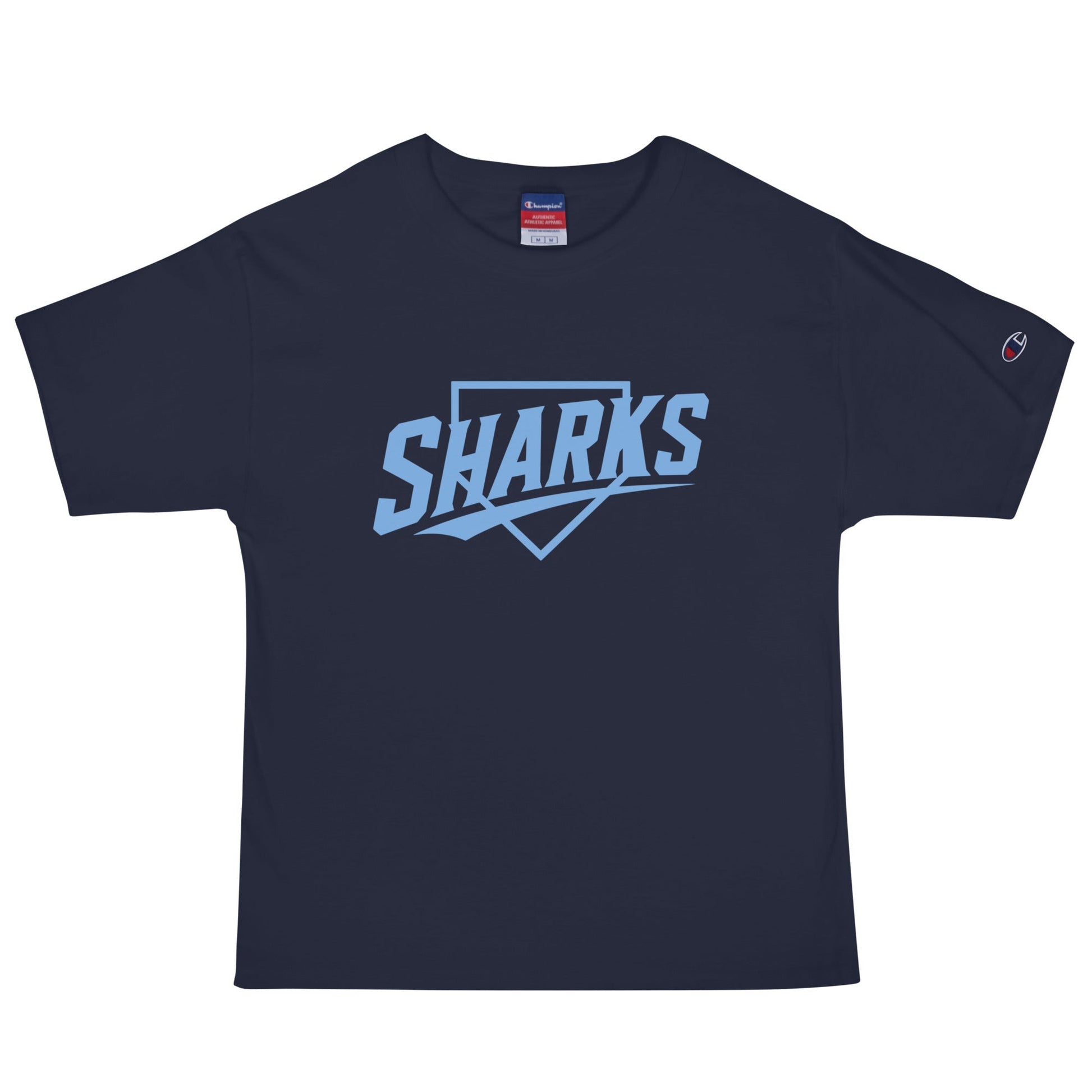 Signature | Champion T-Shirt | The Sharks Baseball Team | Crest Logo