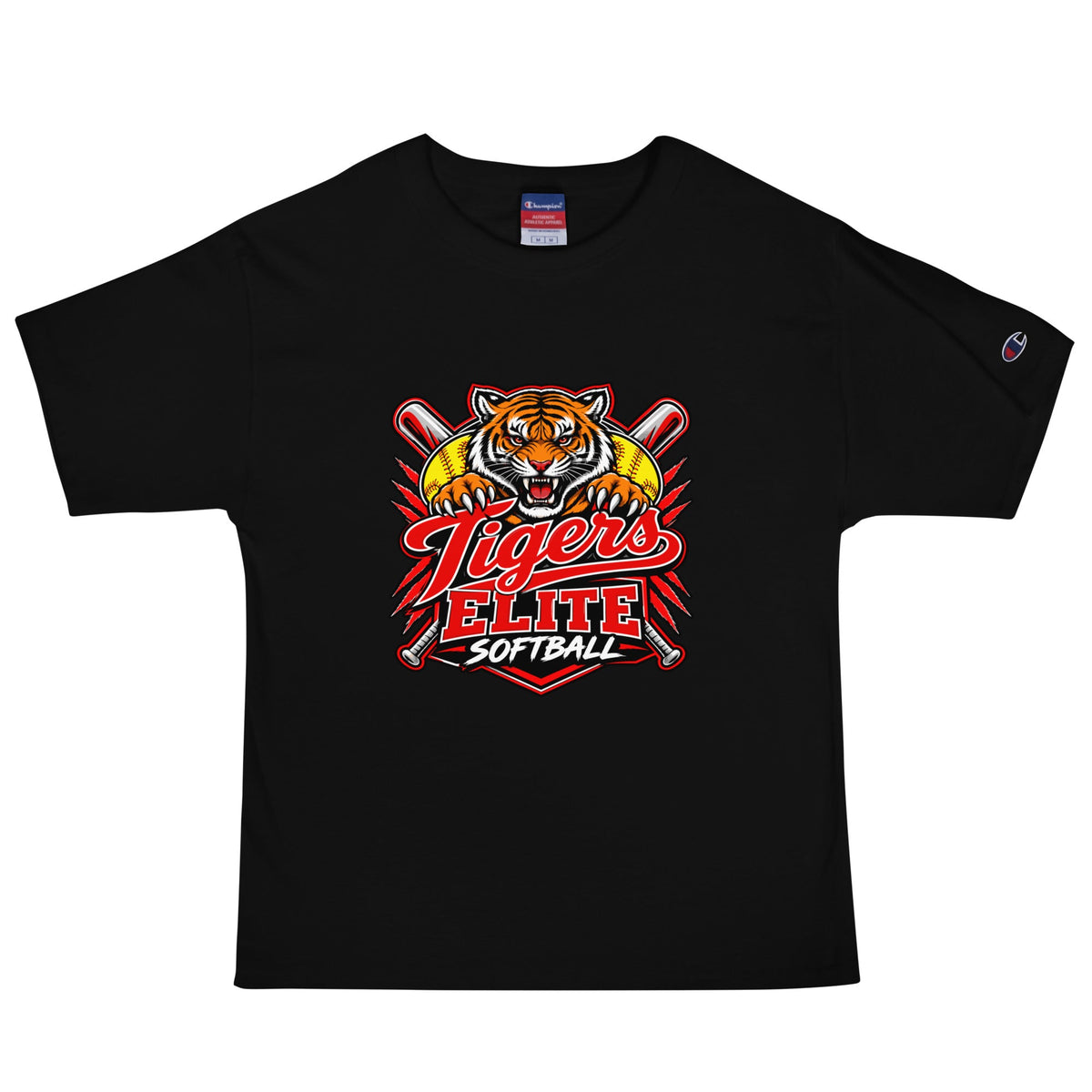 Signature | Champion T-Shirt | Tigers Elite Softball | Emblem Logo