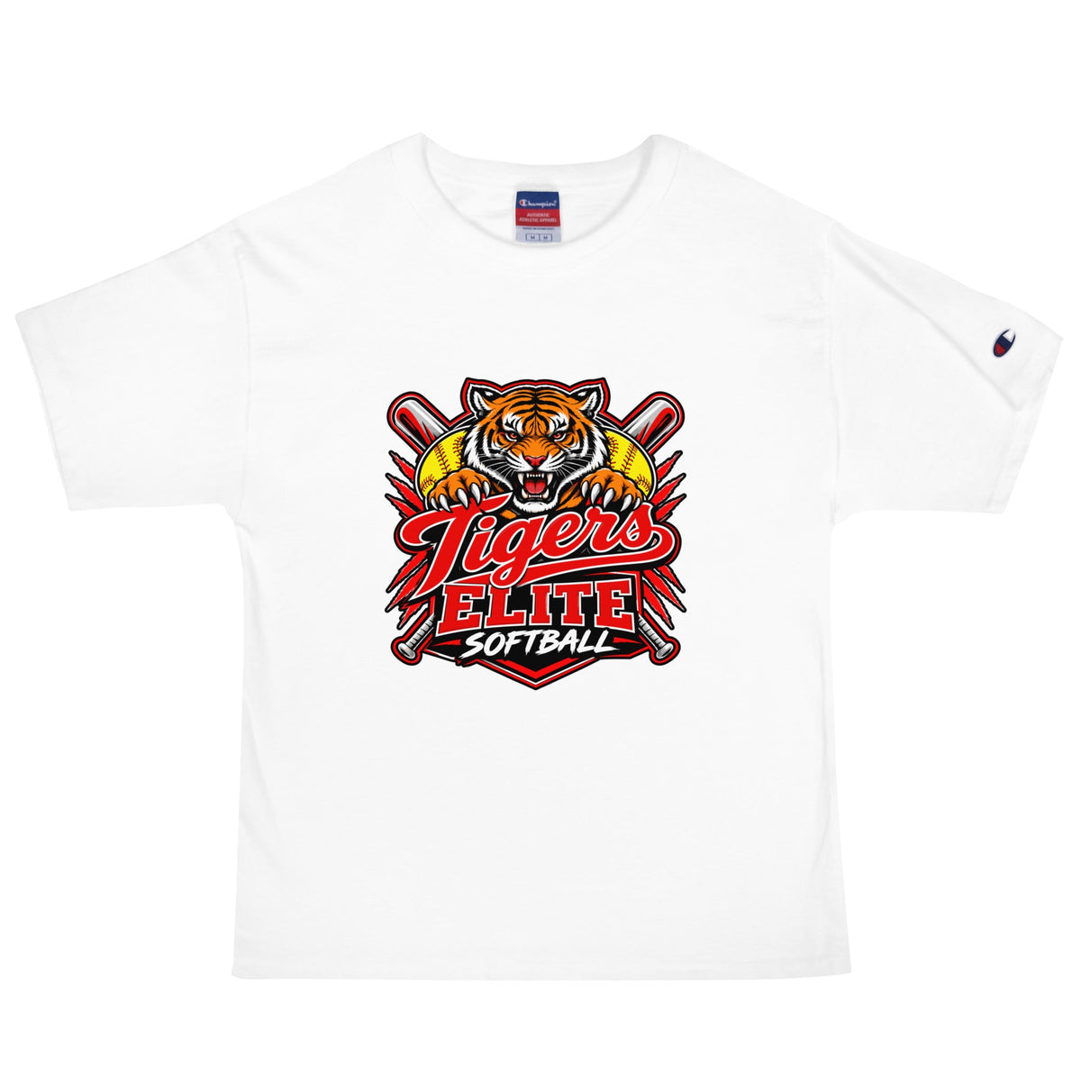 Signature | Champion T-Shirt | Tigers Elite Softball | Emblem Logo