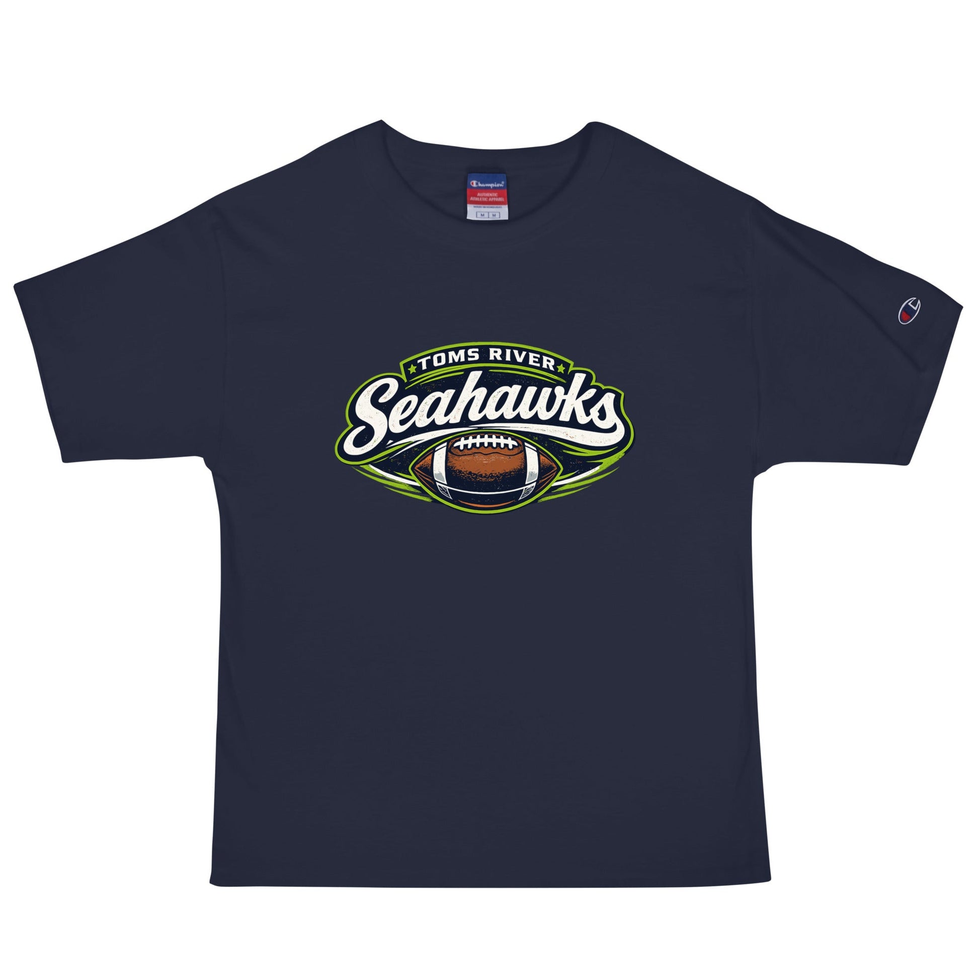 Signature | Champion T-Shirt | Toms River Seahawks | Football Emblem Logo