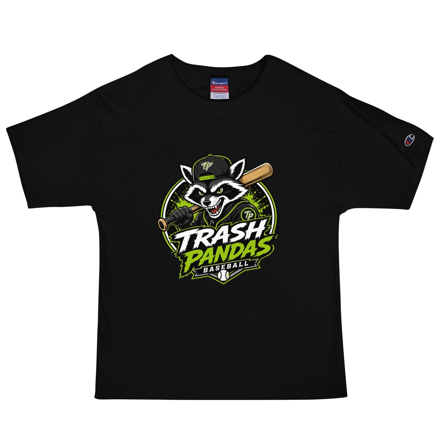 Signature | Champion T-Shirt | Trash Pandas Baseball Organization | Mascot Logo