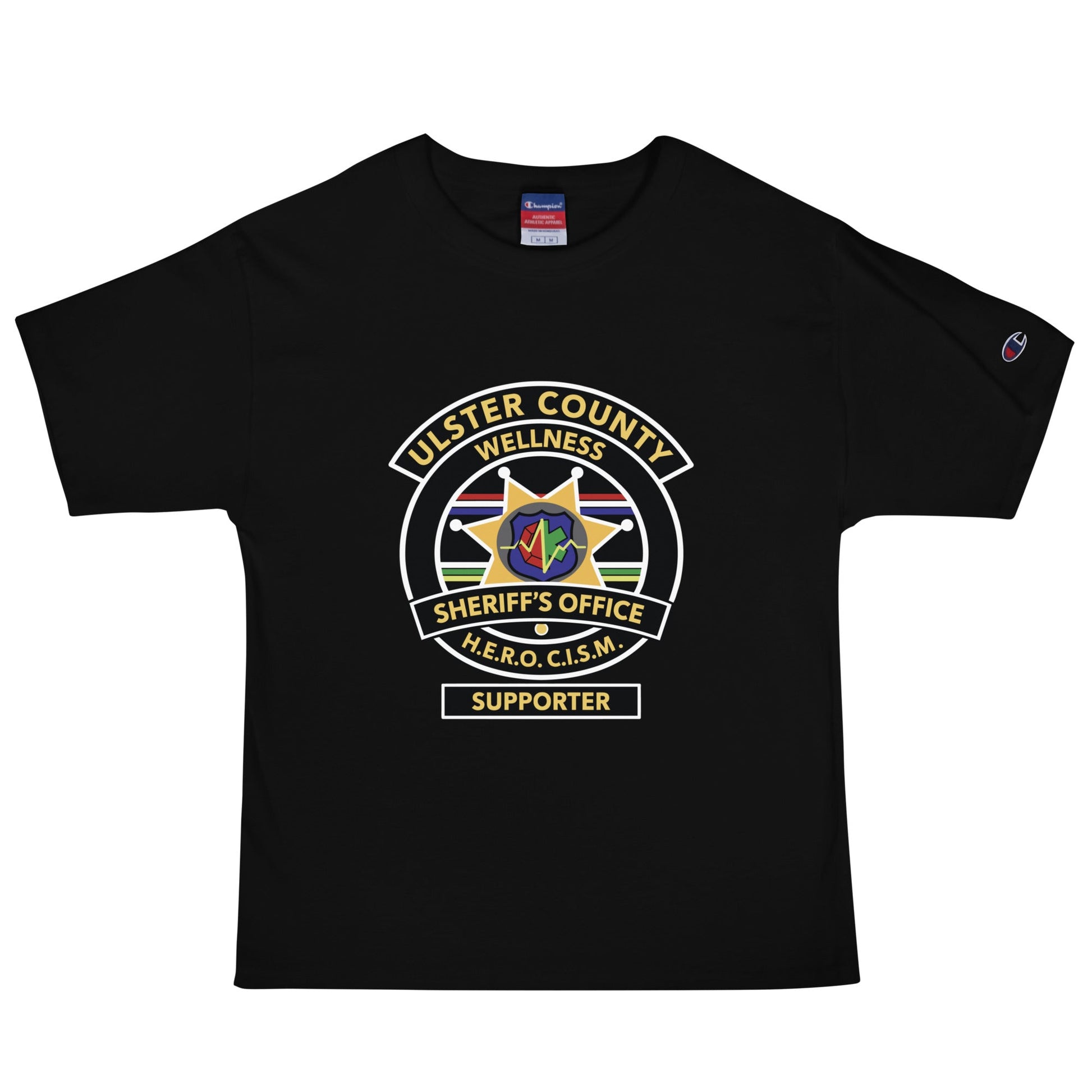 Signature | Champion T-Shirt | Ulster County Sheriff's Office Wellness Division | Badge Logo