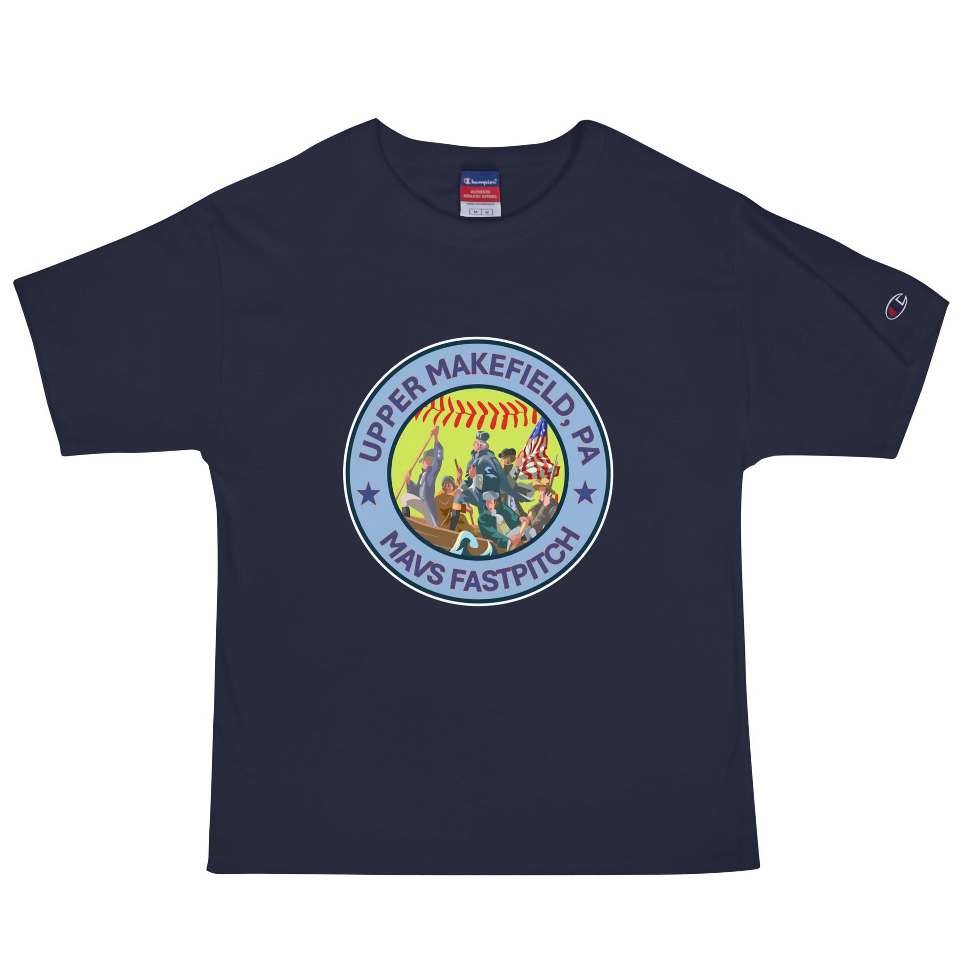 Signature | Champion T-Shirt | Upper Makefield Mavs Fastpitch | Crossing Badge Logo