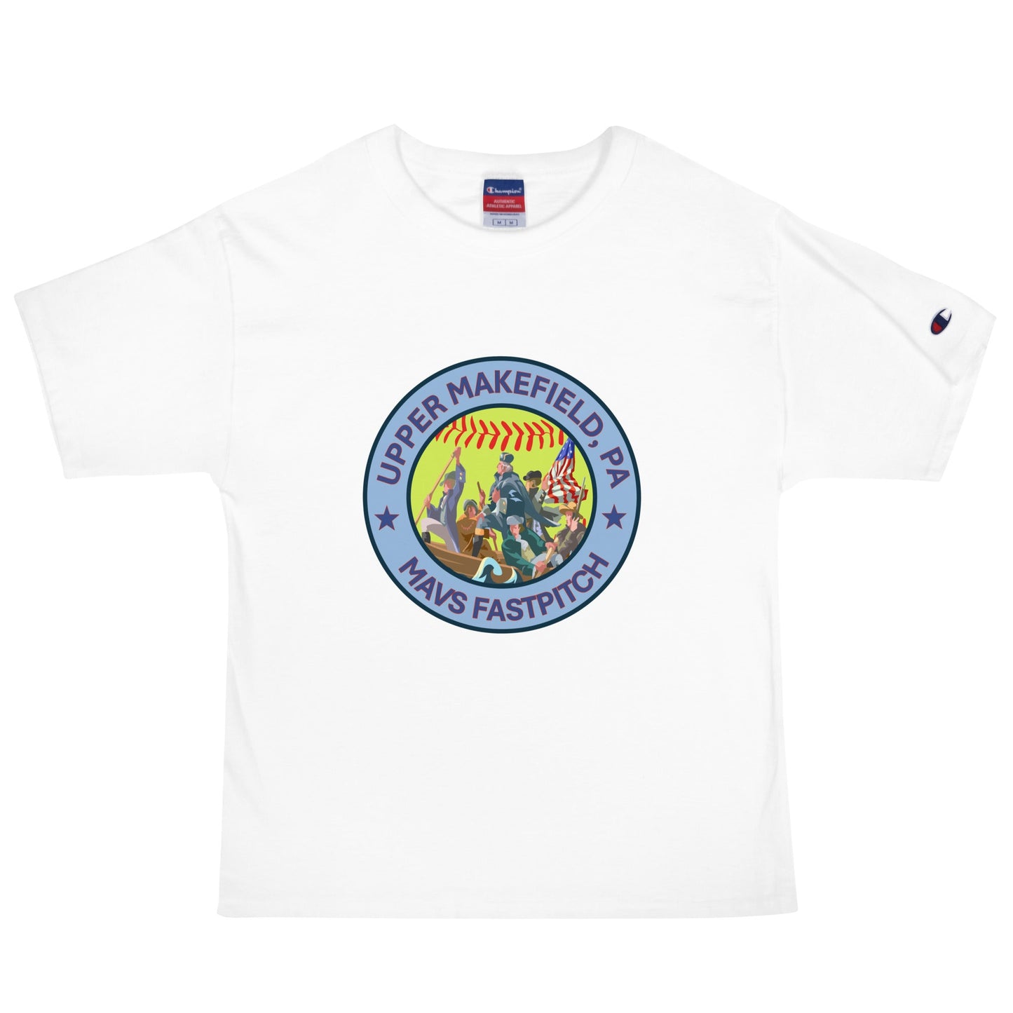 Signature | Champion T-Shirt | Upper Makefield Mavs Fastpitch | Crossing Badge Logo