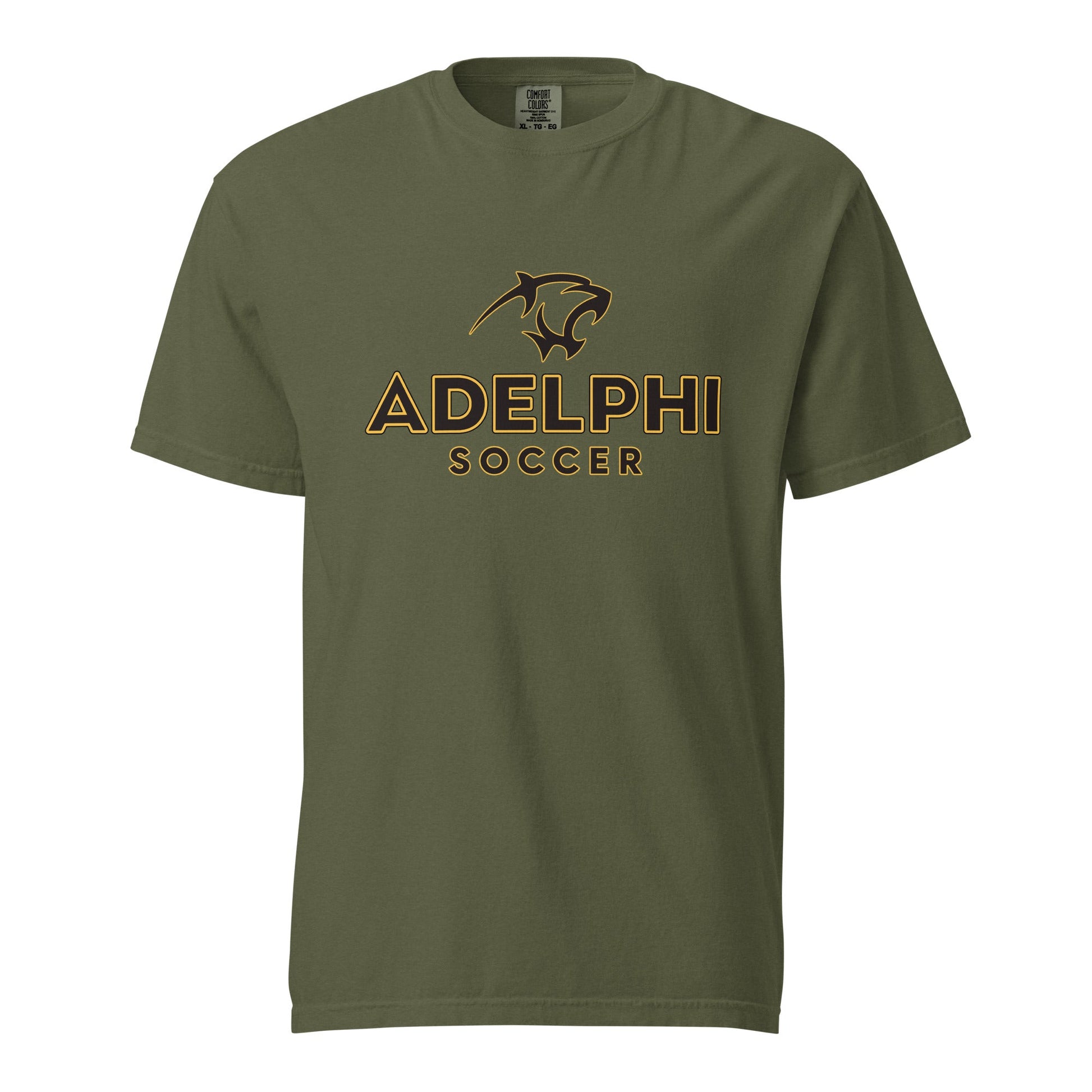 Signature | Comfort Colors T-Shirt | Adelphi Womens Soccer | Vanguard Mark Logo