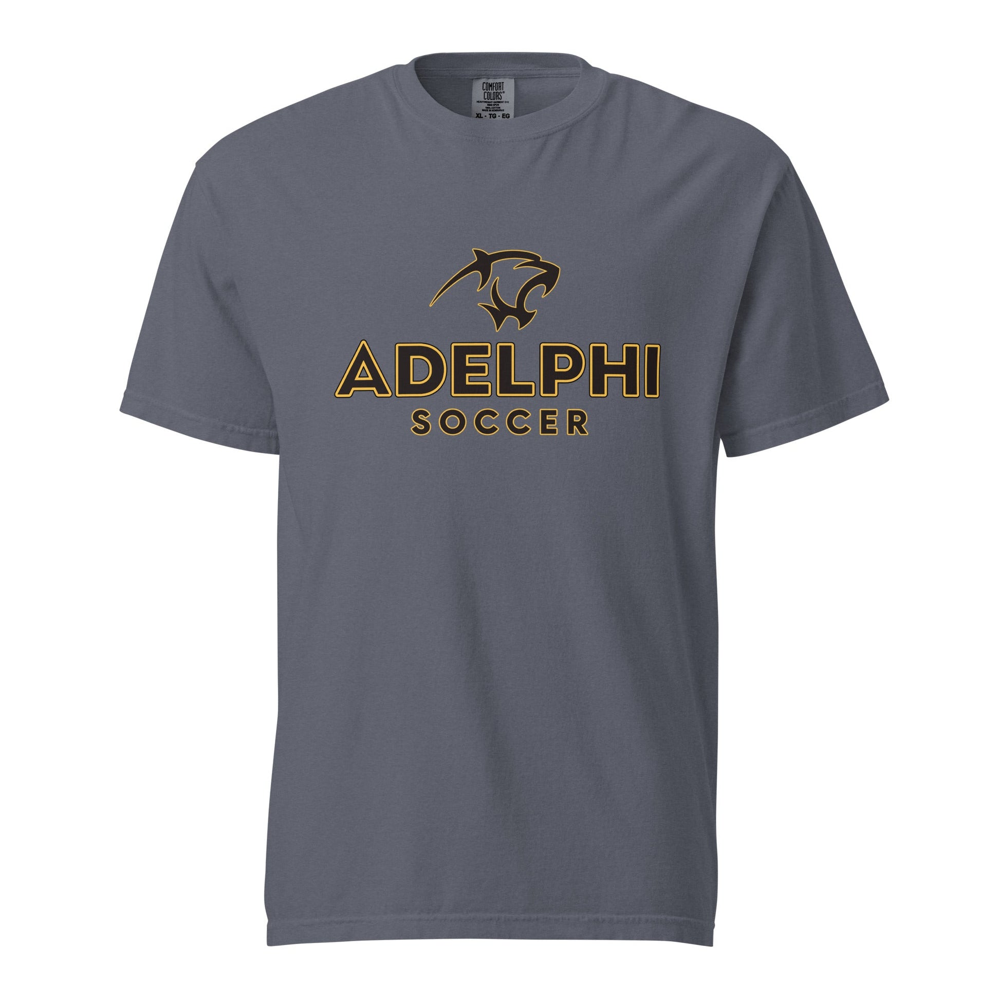 Signature | Comfort Colors T-Shirt | Adelphi Womens Soccer | Vanguard Mark Logo