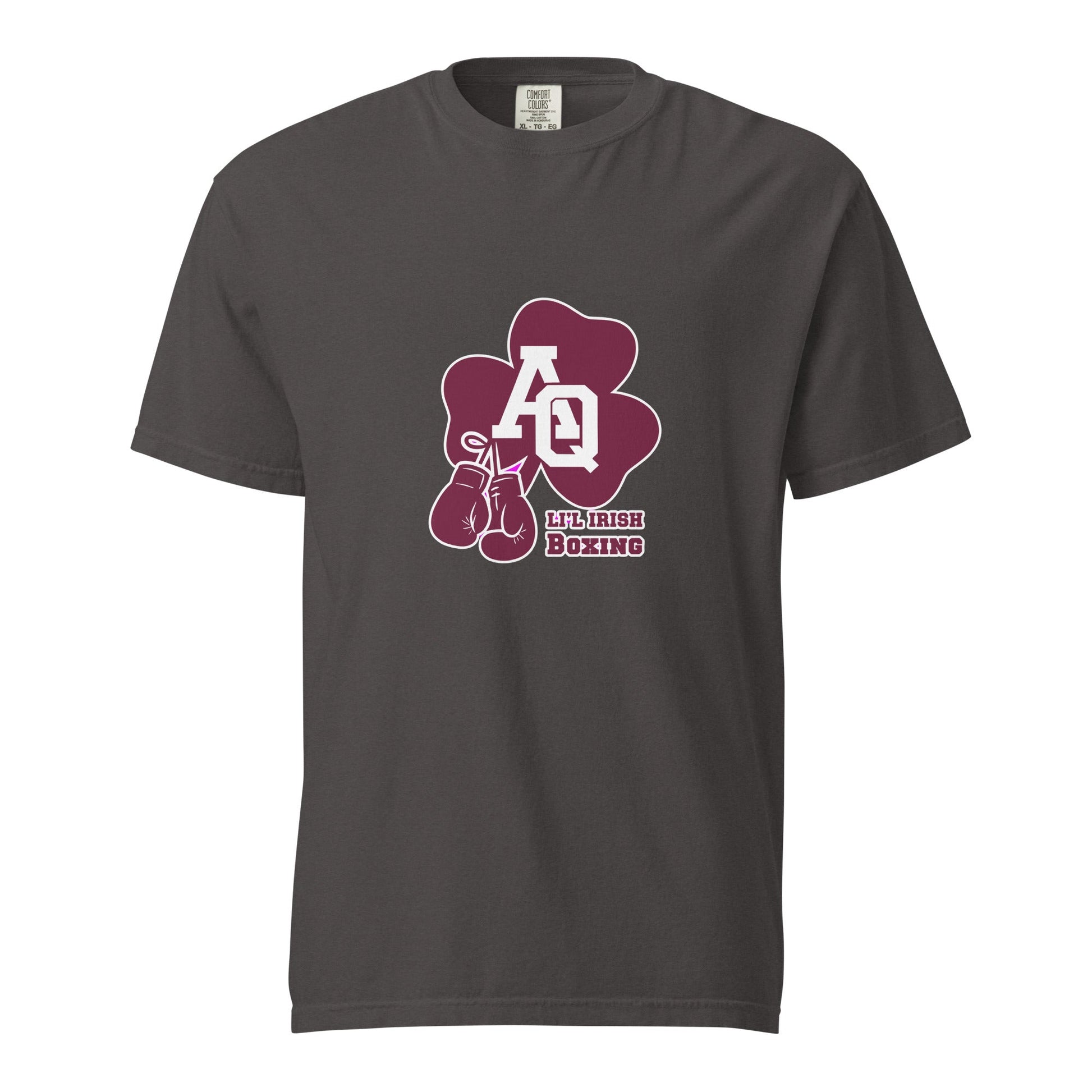 Signature | Comfort Colors T-Shirt | Aquinas Li’l Irish Boxing | AQ Shamrock Logo