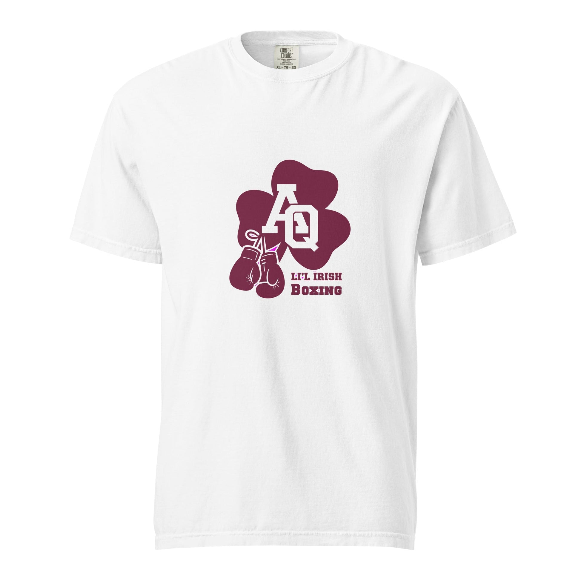 Signature | Comfort Colors T-Shirt | Aquinas Li’l Irish Boxing | AQ Shamrock Logo