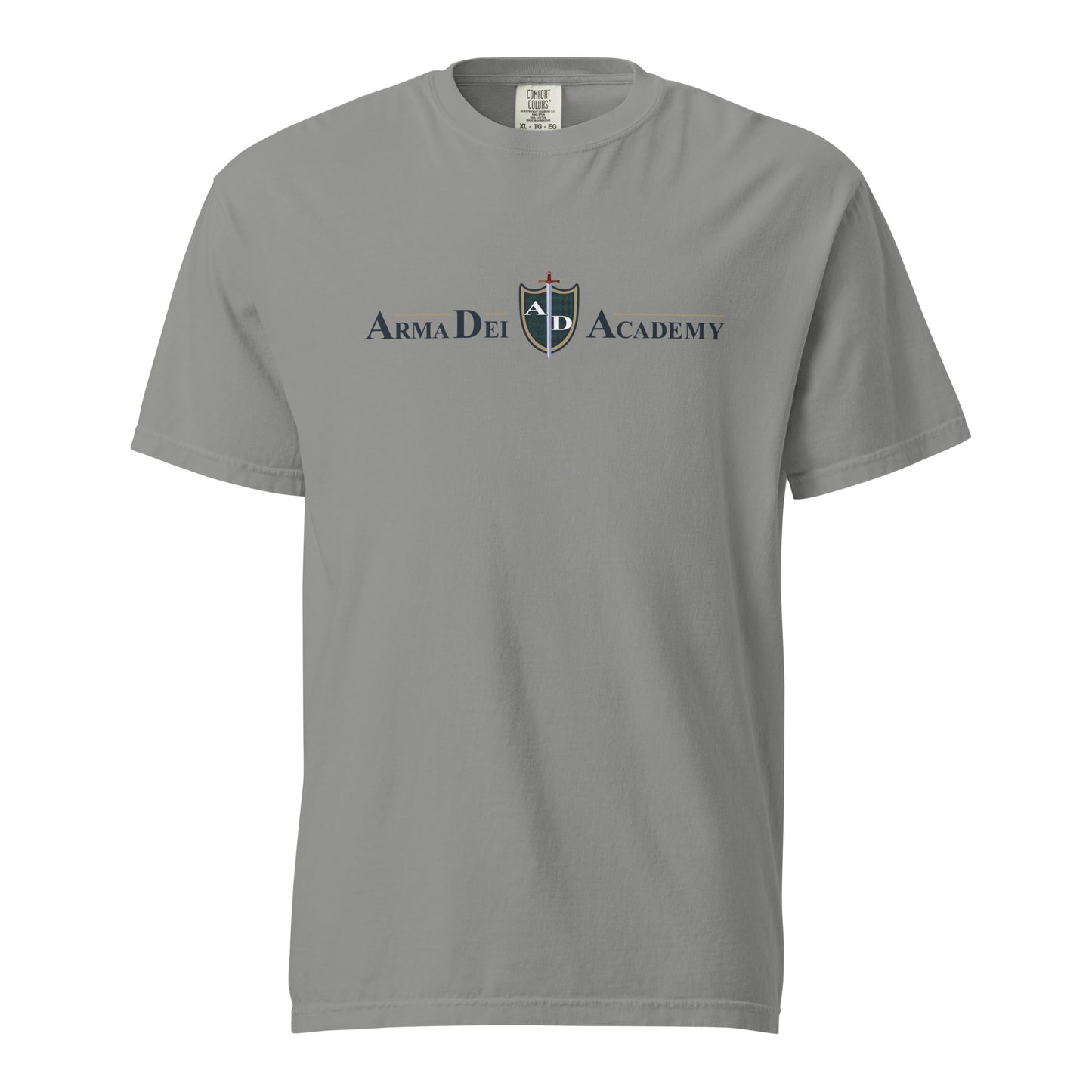 Signature | Comfort Colors T-Shirt | Arma Dei Academy | Text Shield Logo