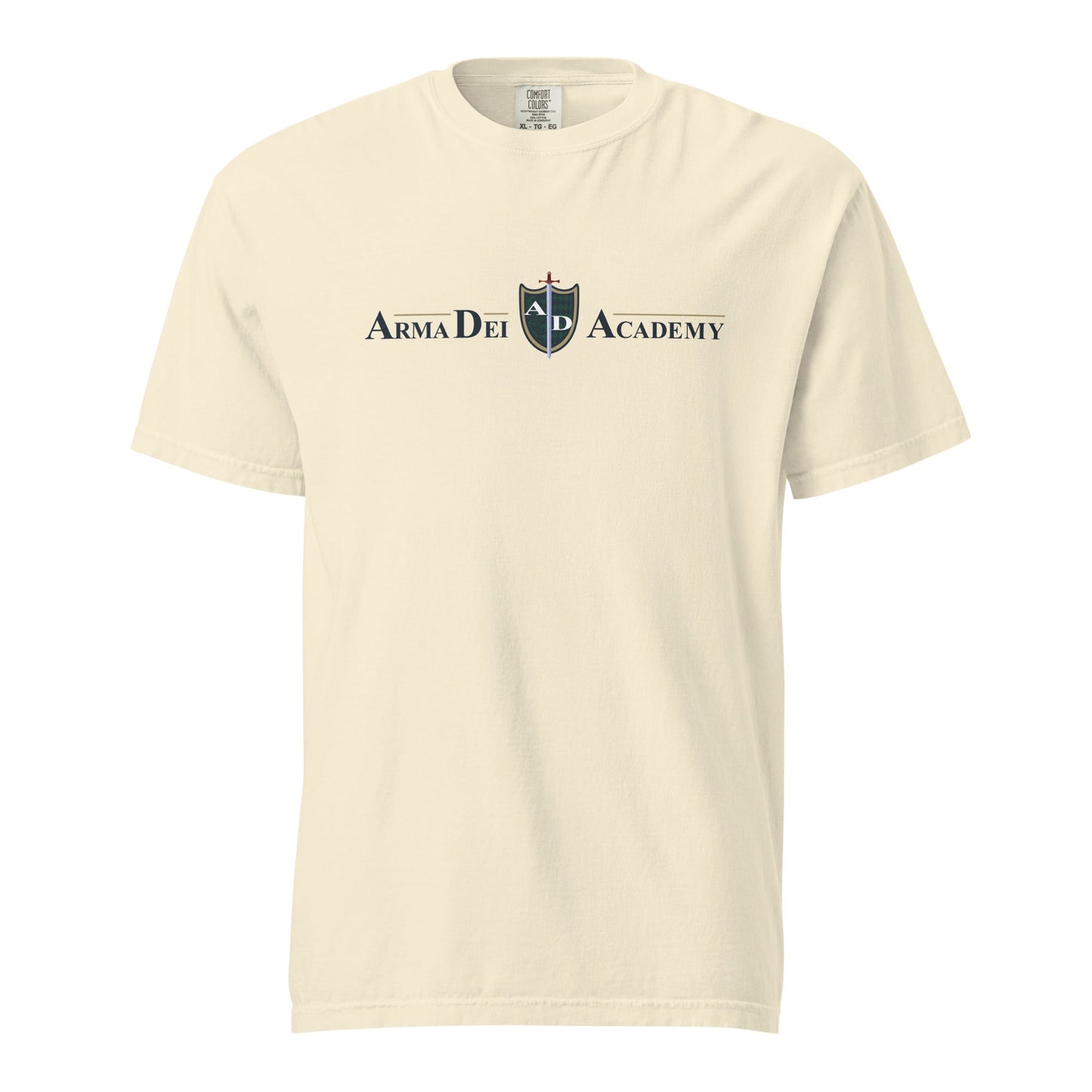 Signature | Comfort Colors T-Shirt | Arma Dei Academy | Text Shield Logo