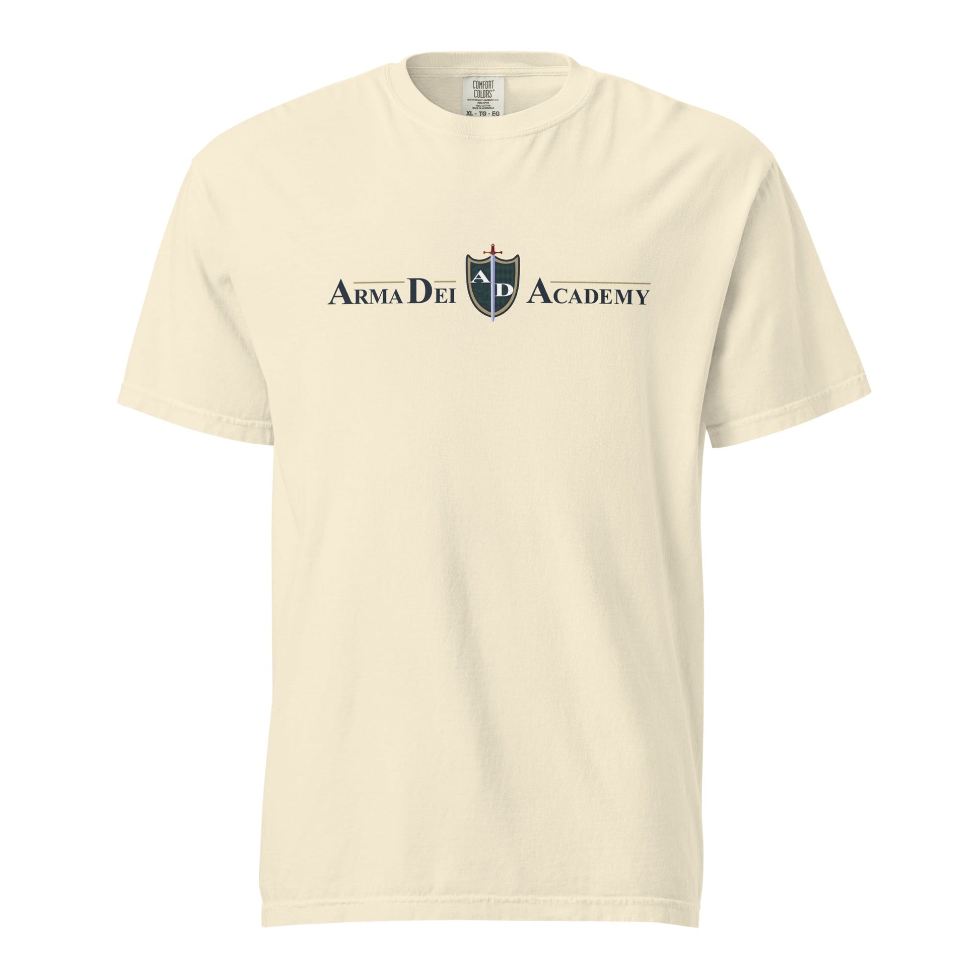 Signature | Comfort Colors T-Shirt | Arma Dei Academy | Text Shield Logo