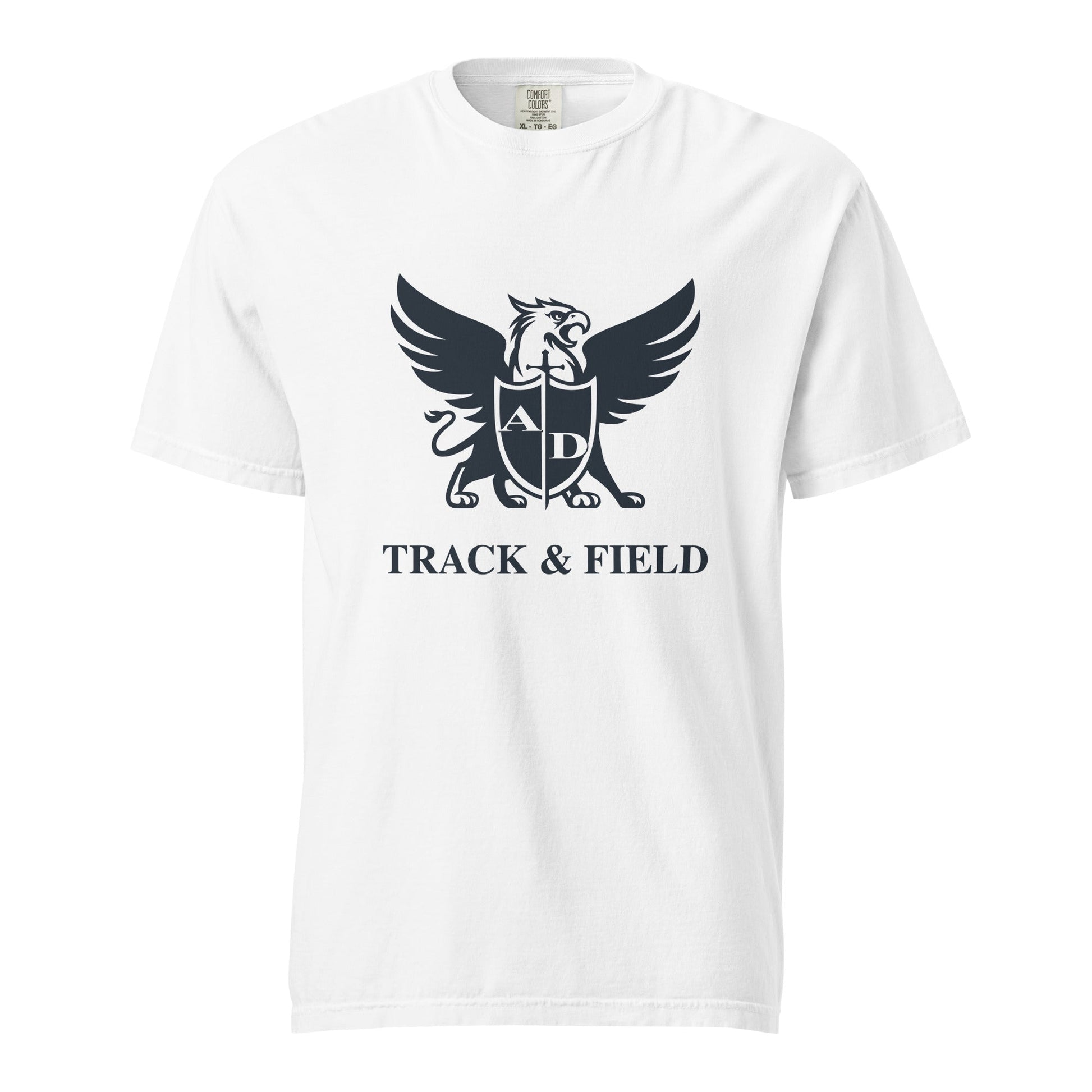 Signature | Comfort Colors T-Shirt | Arma Dei Academy Track and Field | Griffin Logo