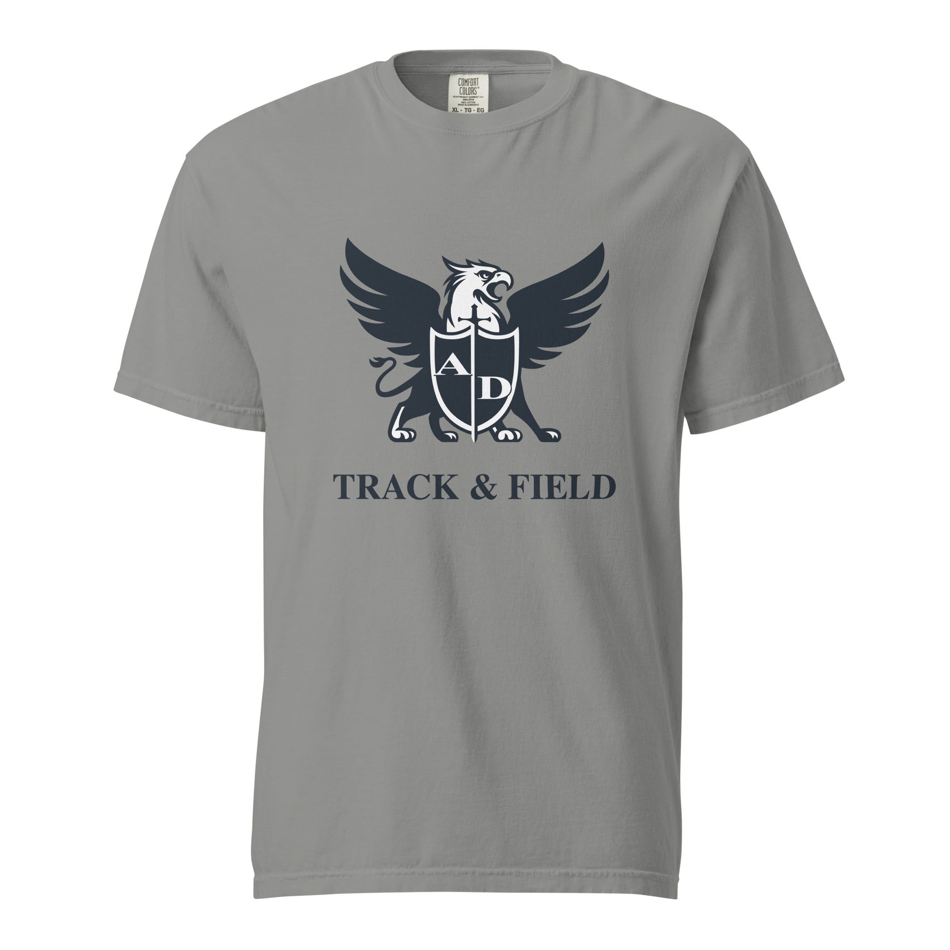 Signature | Comfort Colors T-Shirt | Arma Dei Academy Track and Field | Griffin Logo