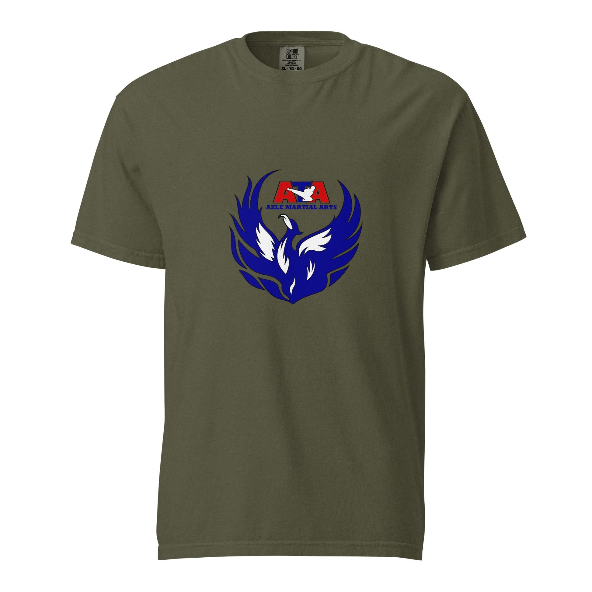 Signature | Comfort Colors T-Shirt | Azle Martial Arts | Blue Fire Crest Logo