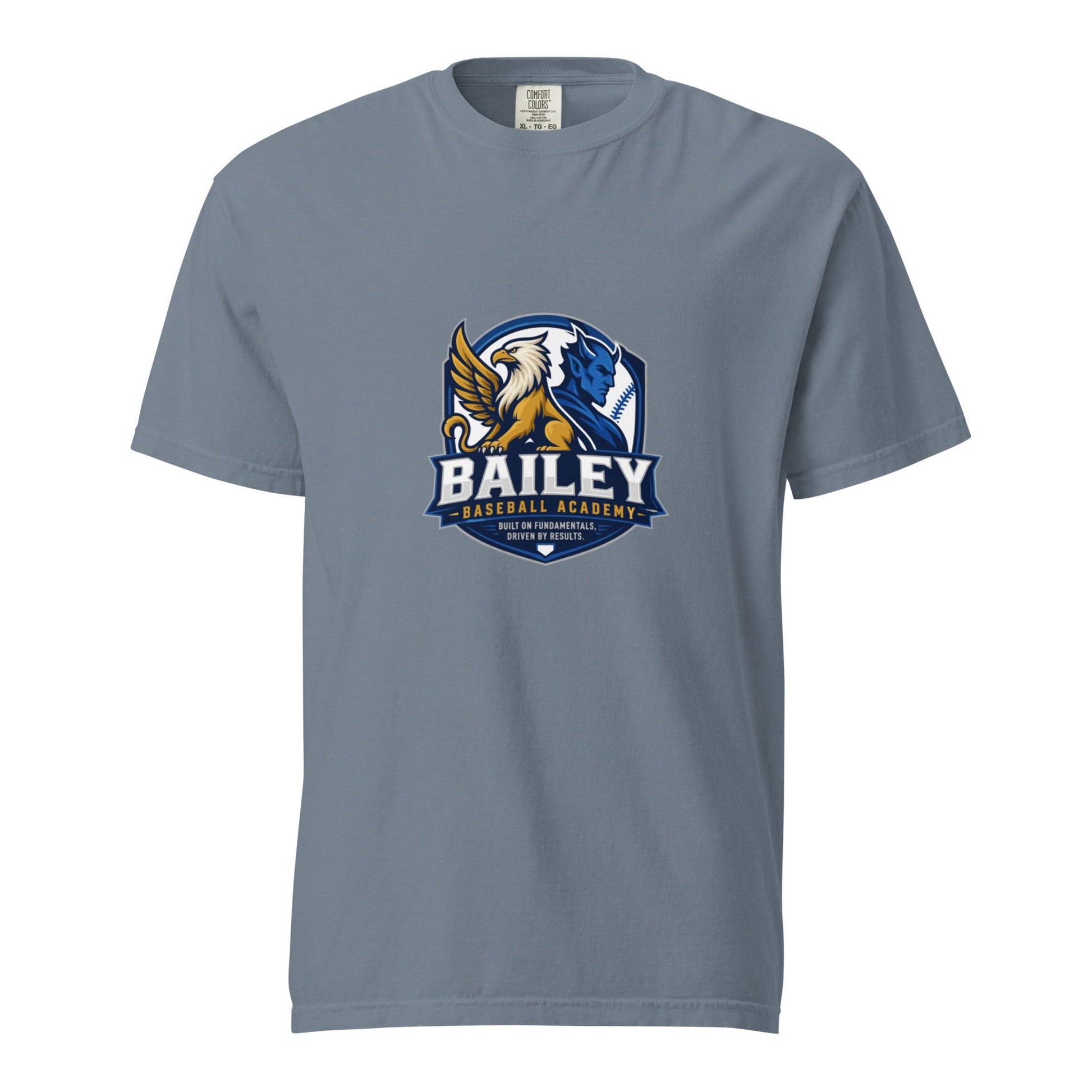 Signature | Comfort Colors T-Shirt | Bailey Baseball Academy | Shield Logo