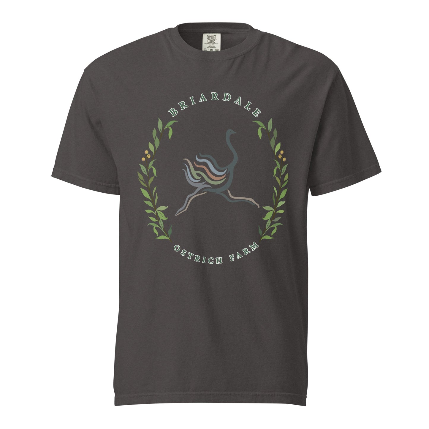 Signature | Comfort Colors T-Shirt | Briardale Ostrich Farm | Crest Logo