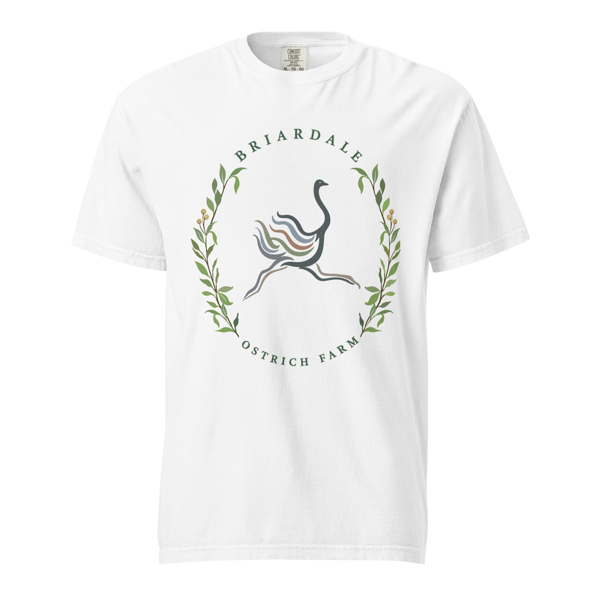 Signature | Comfort Colors T-Shirt | Briardale Ostrich Farm | Crest Logo