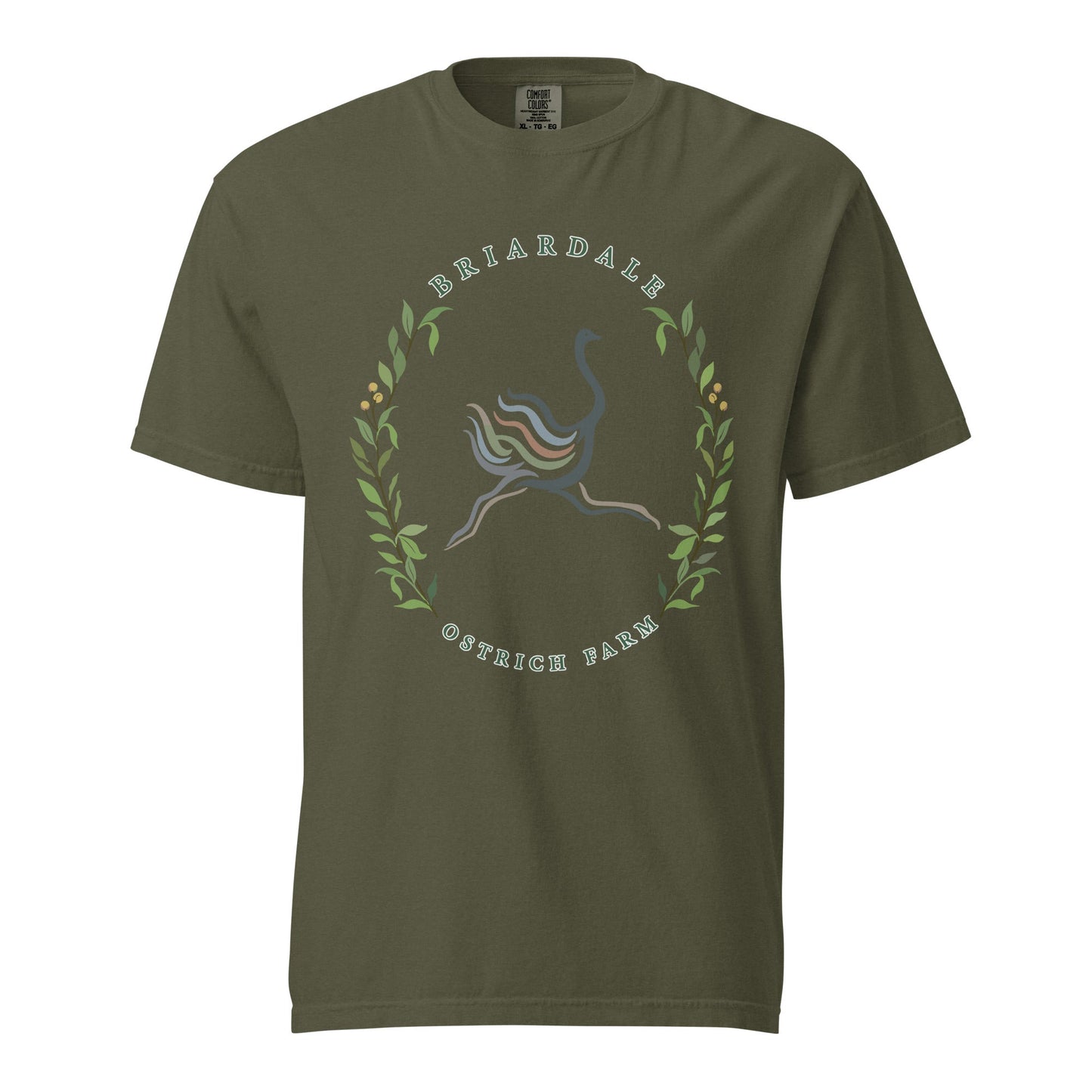 Signature | Comfort Colors T-Shirt | Briardale Ostrich Farm | Crest Logo