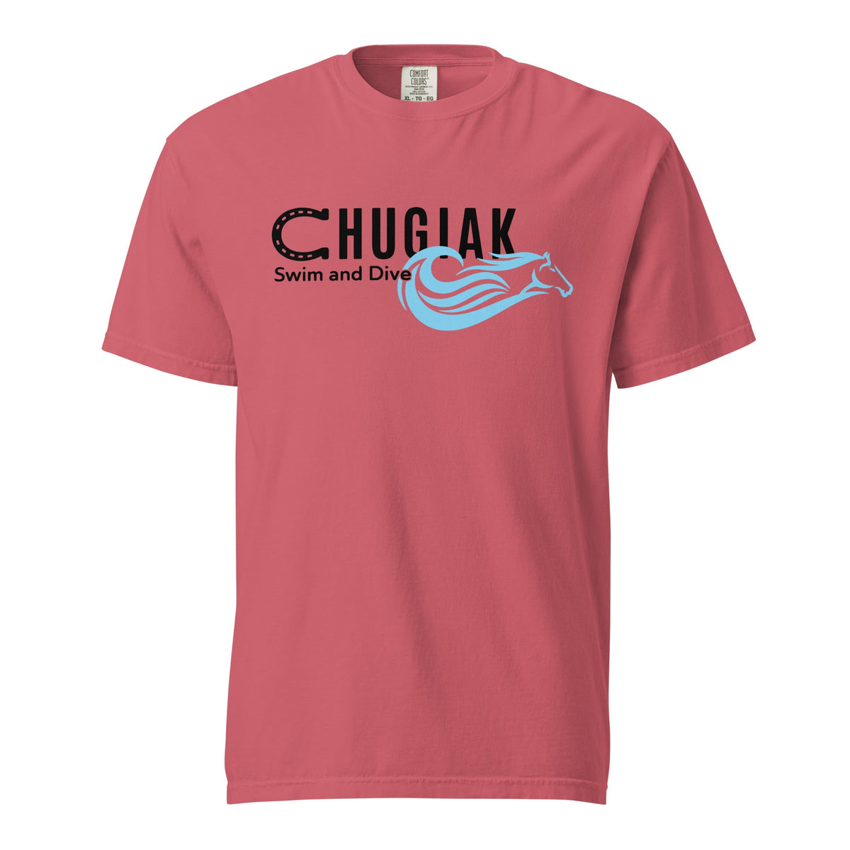 Signature | Comfort Colors T-Shirt | Chugiak Mustang Swim & Dive | Crest Logo