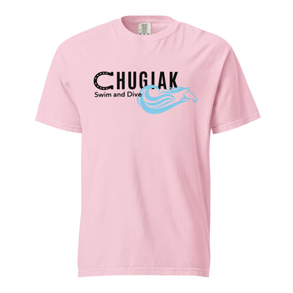 Signature | Comfort Colors T-Shirt | Chugiak Mustang Swim & Dive | Crest Logo