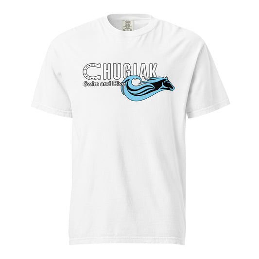 Signature | Comfort Colors T-Shirt | Chugiak Mustang Swim & Dive | Emblem Logo
