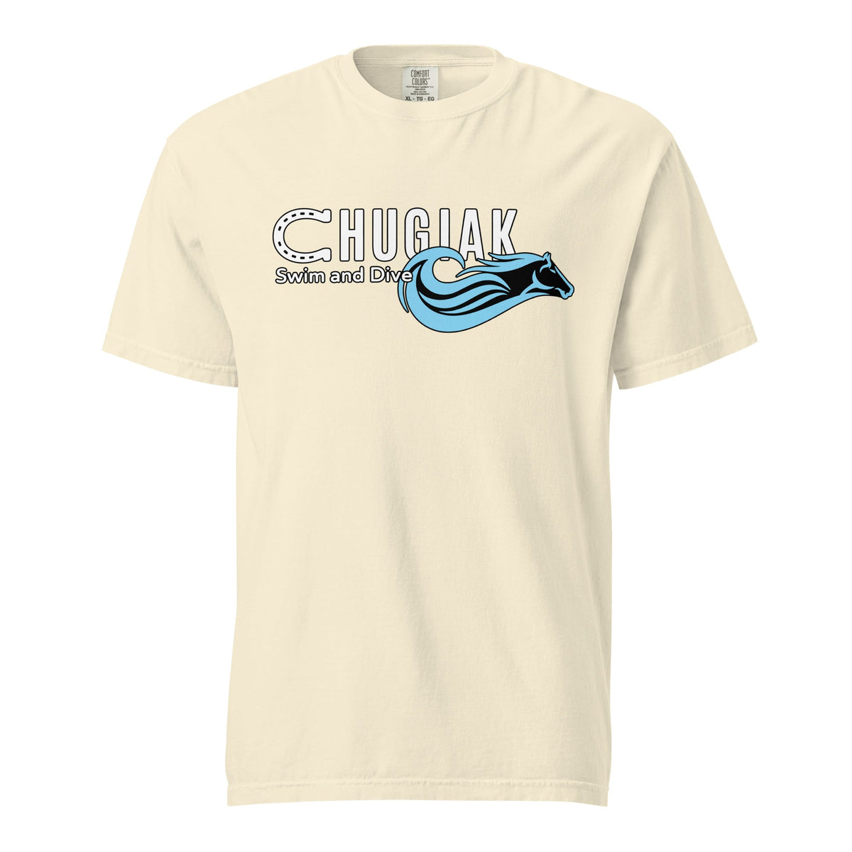 Signature | Comfort Colors T-Shirt | Chugiak Mustang Swim & Dive | Emblem Logo