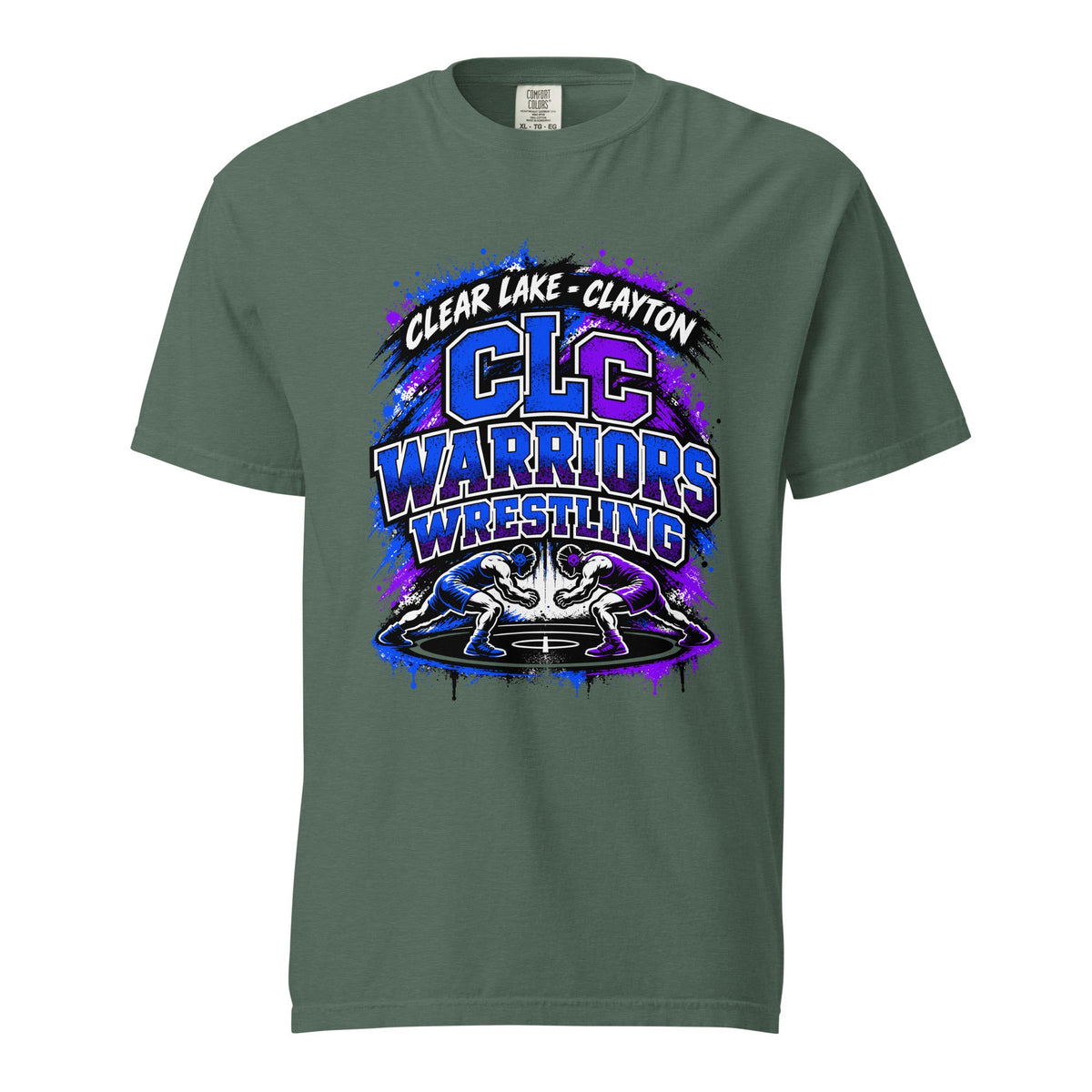Signature | Comfort Colors T-Shirt | Clear Lake - Clayton Wrestling | Apex Logo