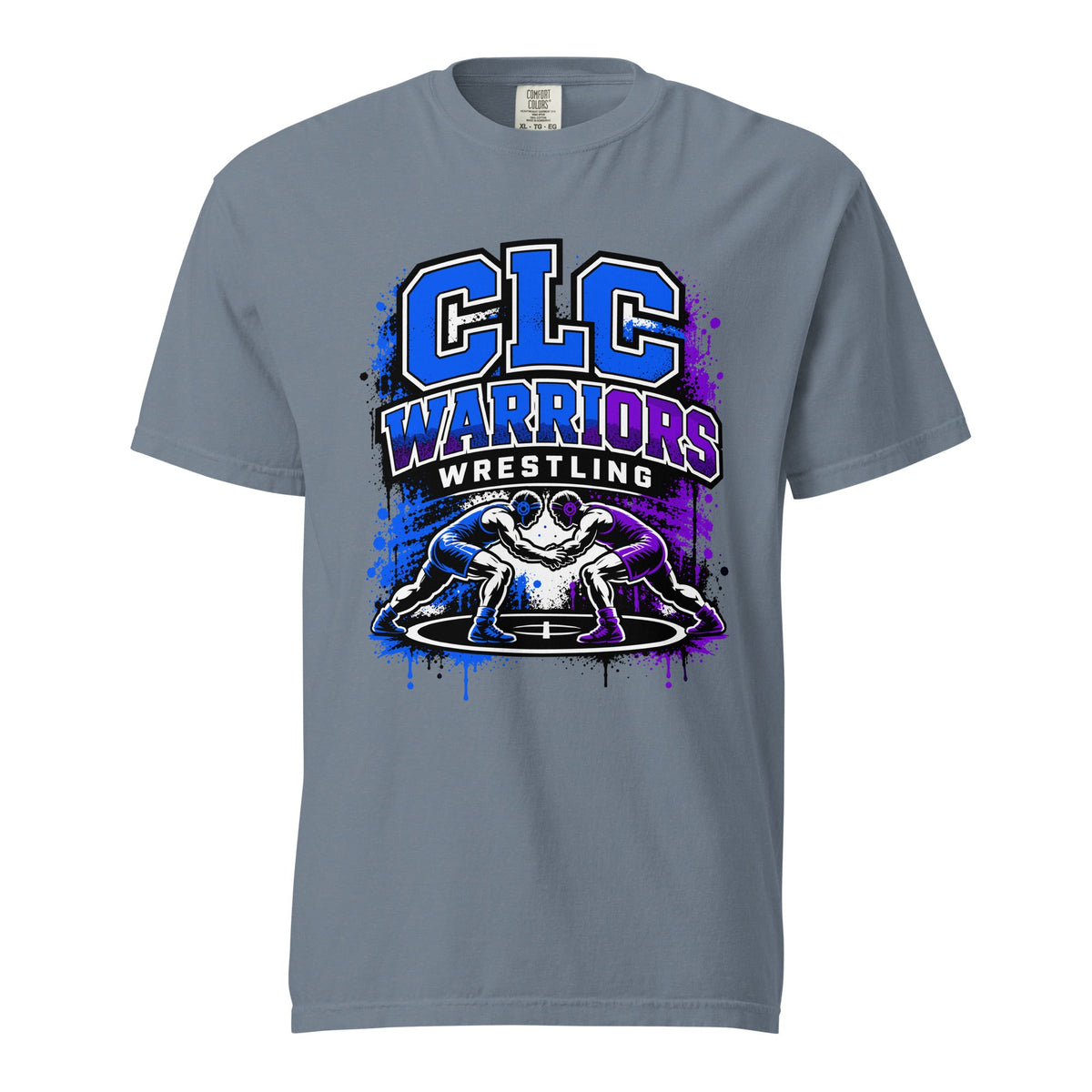 Signature | Comfort Colors T-Shirt | Clear Lake - Clayton Wrestling | Emblem Logo