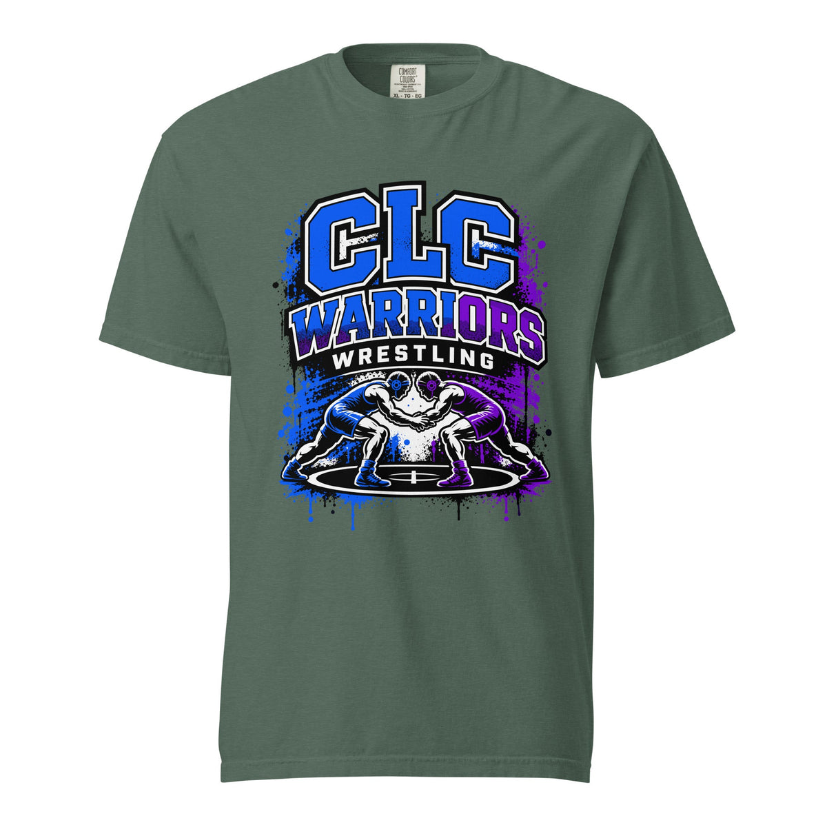 Signature | Comfort Colors T-Shirt | Clear Lake - Clayton Wrestling | Emblem Logo