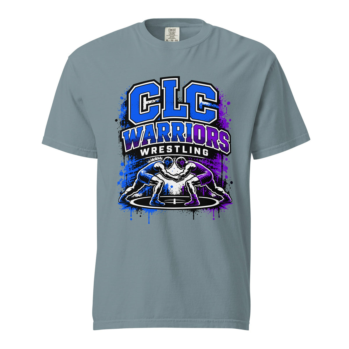 Signature | Comfort Colors T-Shirt | Clear Lake - Clayton Wrestling | Emblem Logo