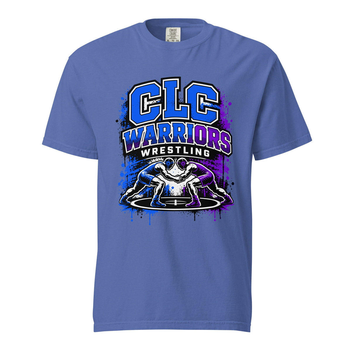 Signature | Comfort Colors T-Shirt | Clear Lake - Clayton Wrestling | Emblem Logo