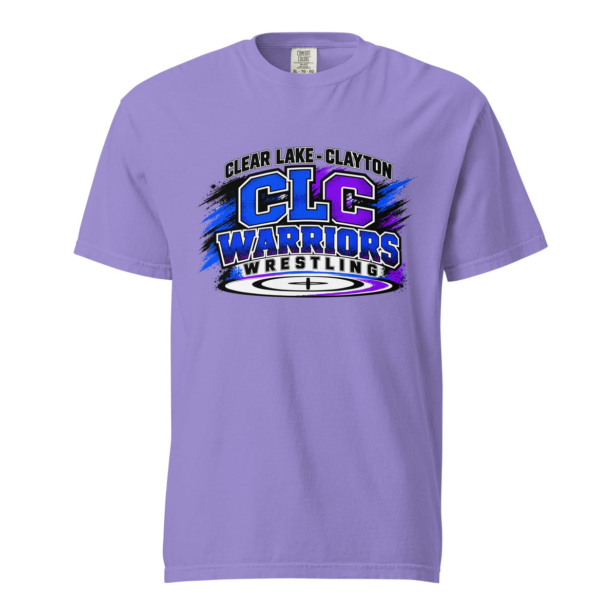 Signature | Comfort Colors T-Shirt | Clear Lake - Clayton Wrestling | Vanguard Logo
