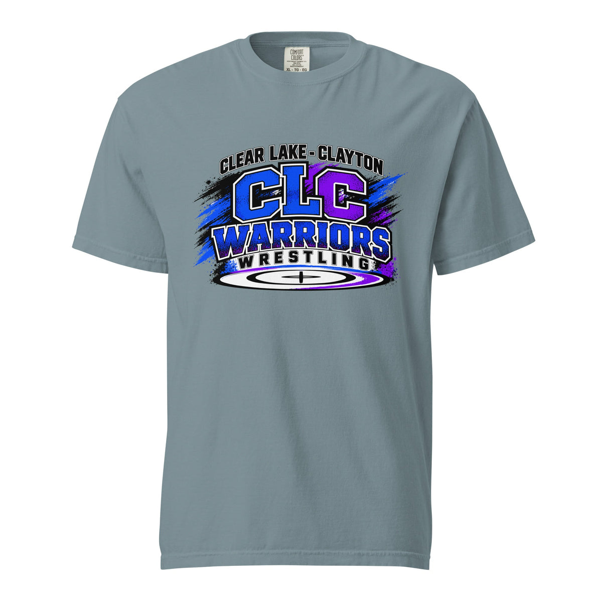 Signature | Comfort Colors T-Shirt | Clear Lake - Clayton Wrestling | Vanguard Logo