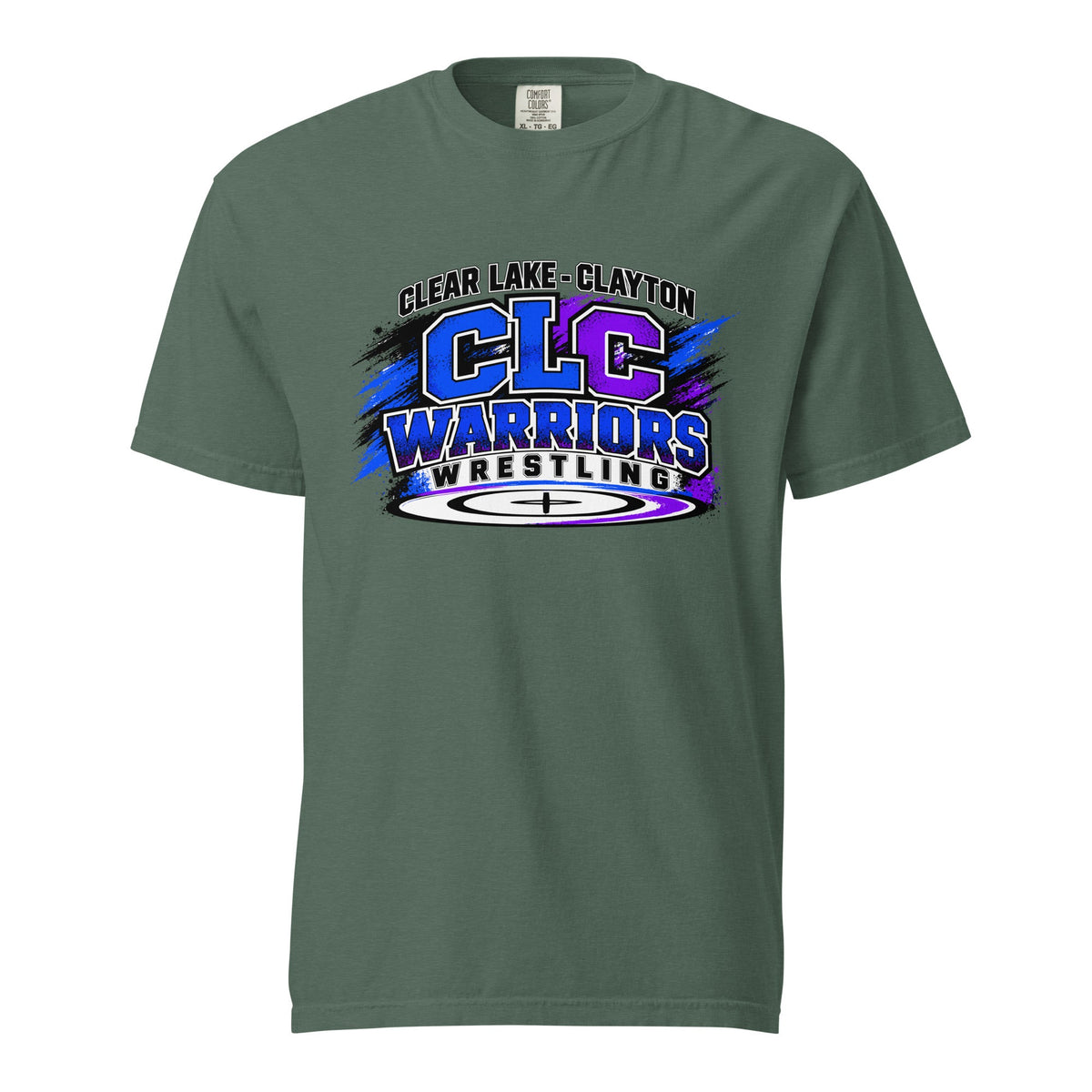Signature | Comfort Colors T-Shirt | Clear Lake - Clayton Wrestling | Vanguard Logo