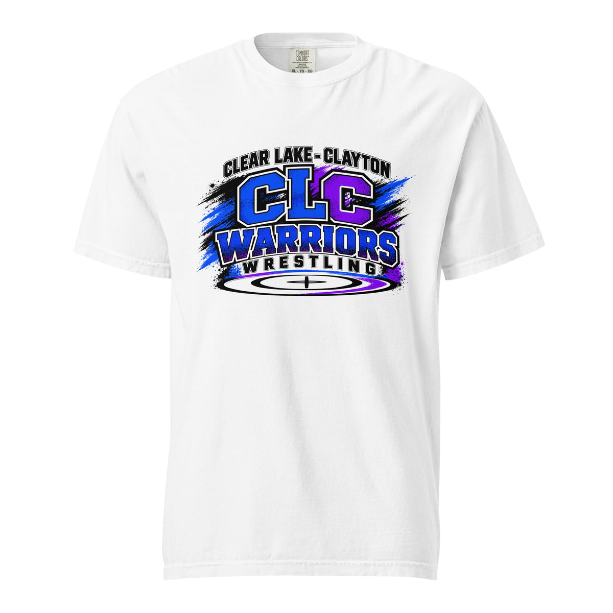 Signature | Comfort Colors T-Shirt | Clear Lake - Clayton Wrestling | Vanguard Logo