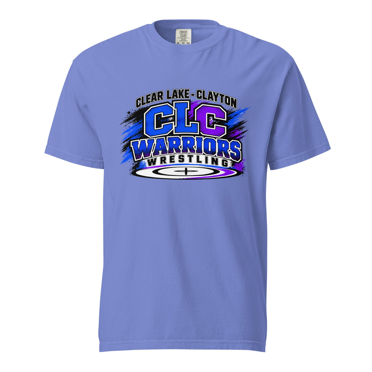 Signature | Comfort Colors T-Shirt | Clear Lake - Clayton Wrestling | Vanguard Logo