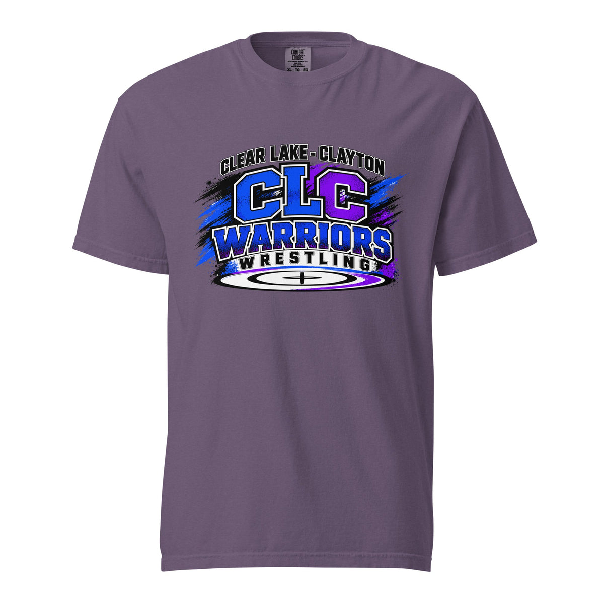 Signature | Comfort Colors T-Shirt | Clear Lake - Clayton Wrestling | Vanguard Logo