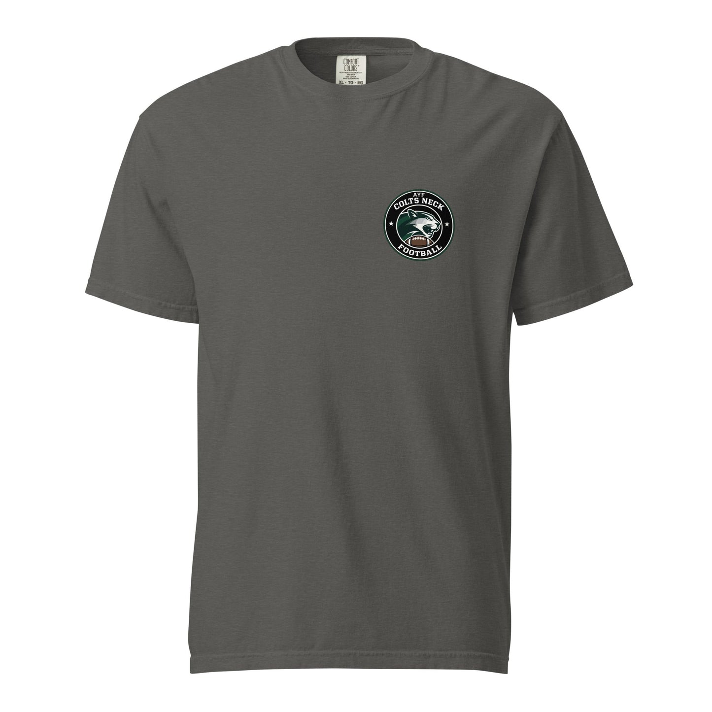 Signature | Comfort Colors T-Shirt | Colts Neck Cougars | Youth Tackle Football (AYF) | Varsity Badge Logo