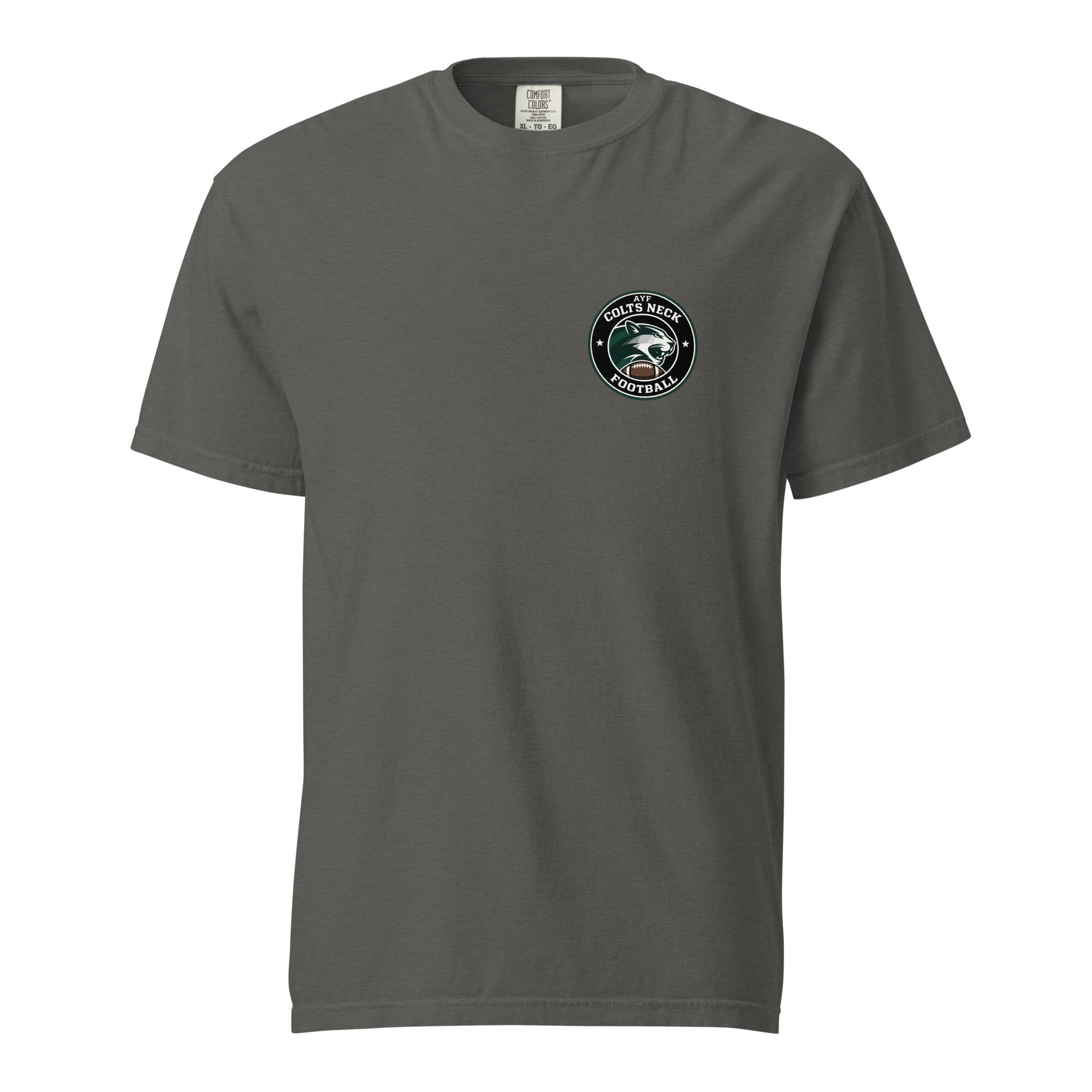 Signature | Comfort Colors T-Shirt | Colts Neck Cougars | Youth Tackle Football (AYF) | Varsity Badge Logo