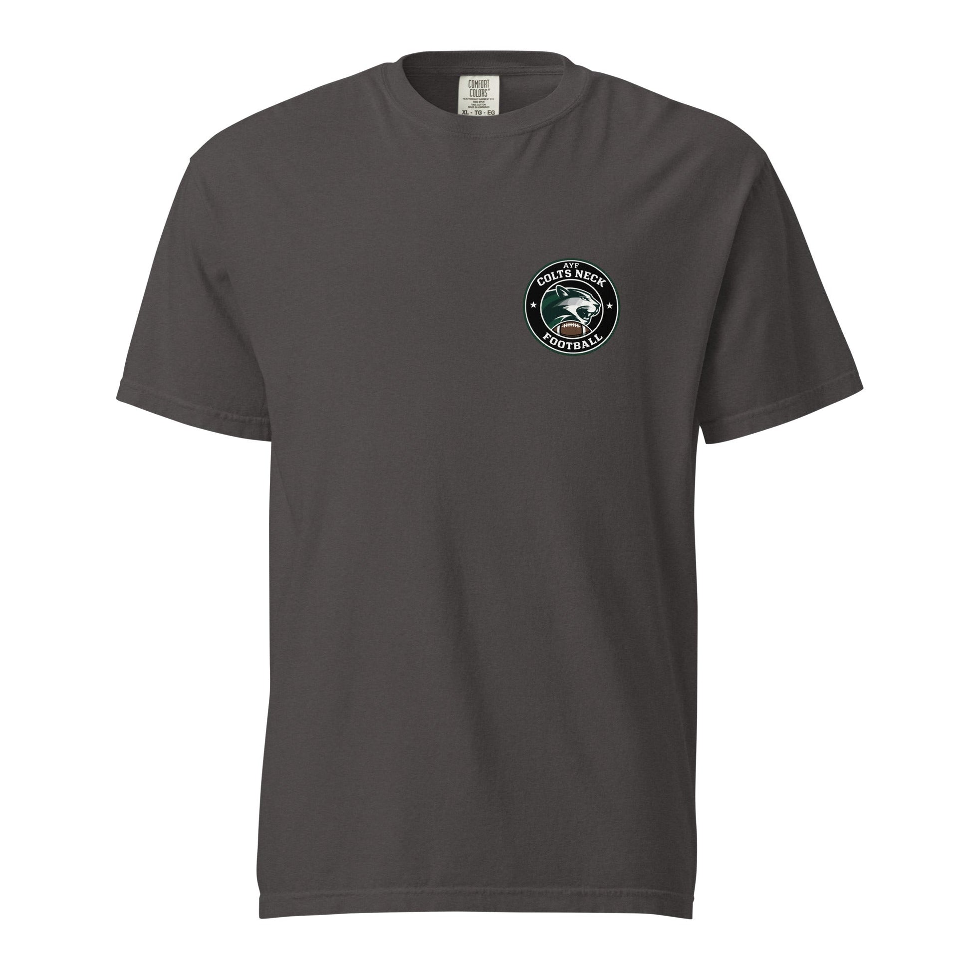 Signature | Comfort Colors T-Shirt | Colts Neck Cougars | Youth Tackle Football (AYF) | Varsity Badge Logo