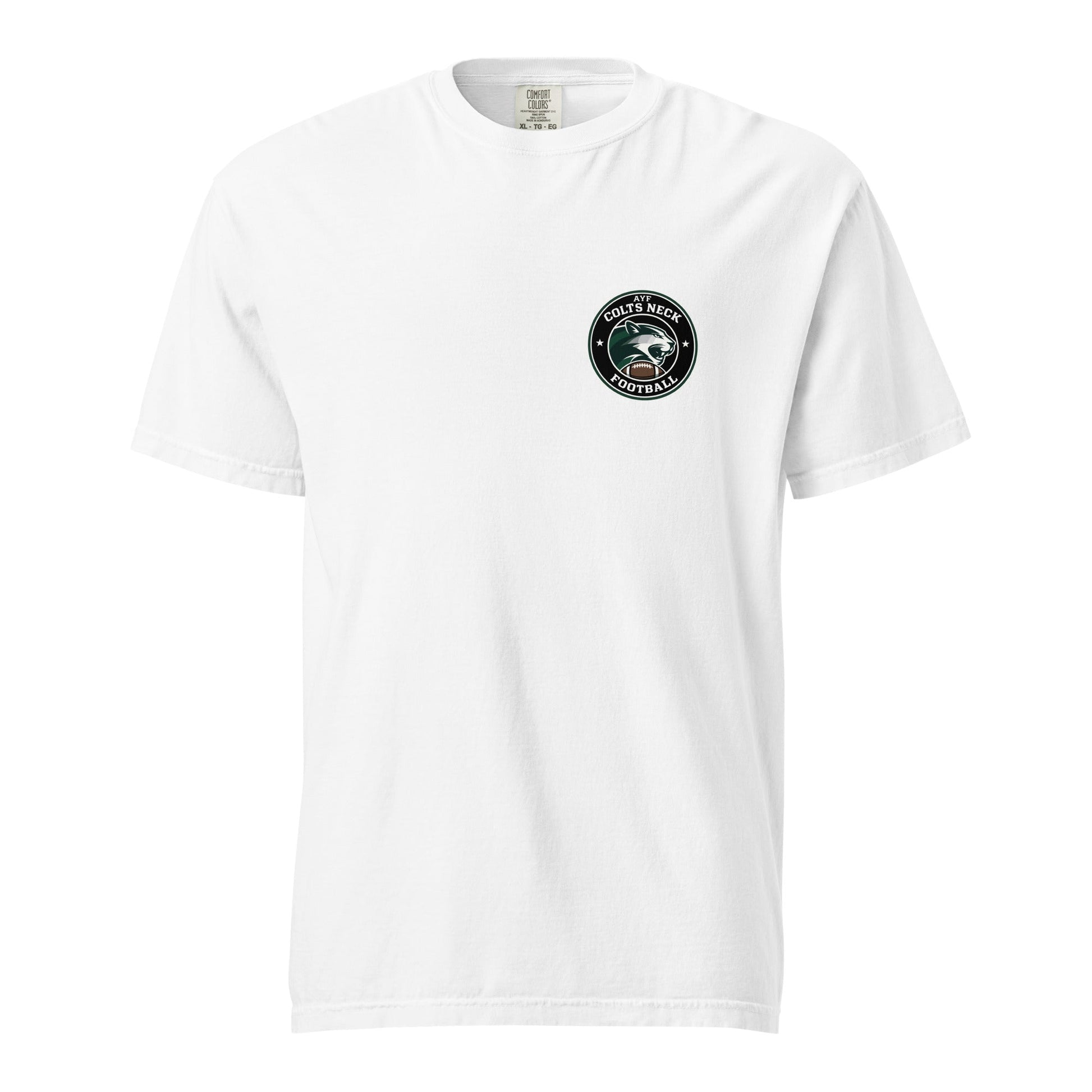 Signature | Comfort Colors T-Shirt | Colts Neck Cougars | Youth Tackle Football (AYF) | Varsity Badge Logo