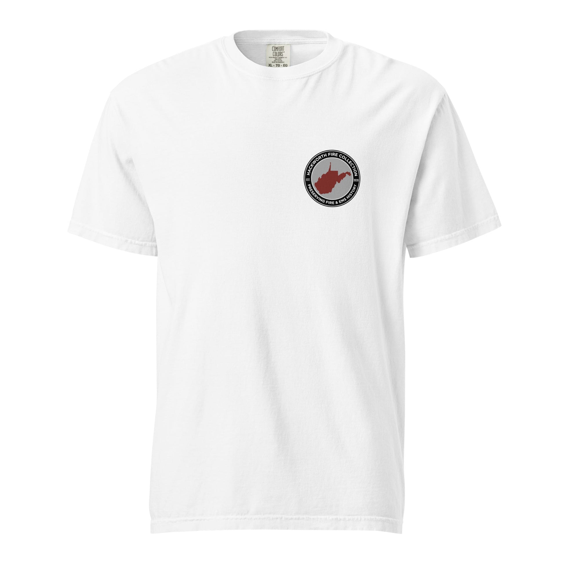 Signature | Comfort Colors T-Shirt | Hackworth Fire Collection | Badge Logo
