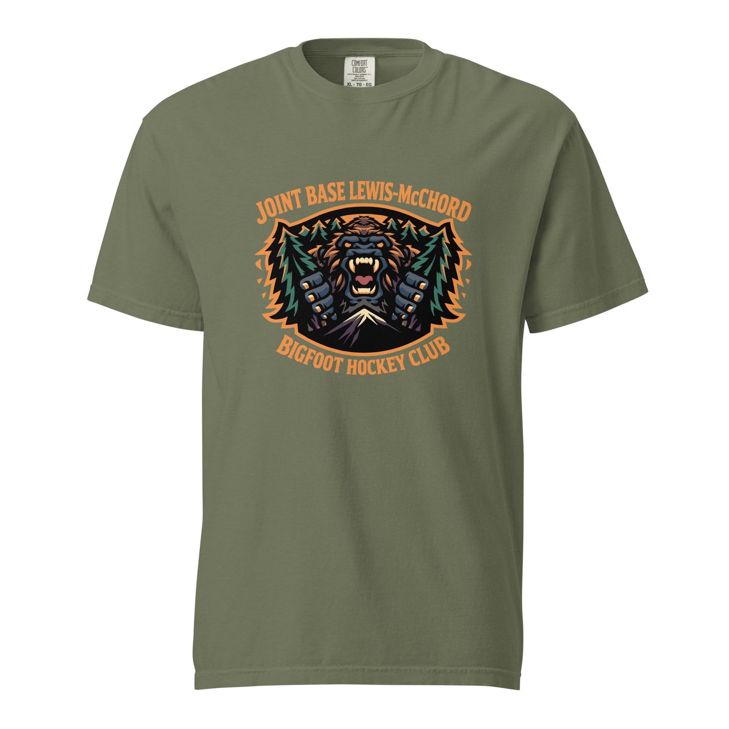 Signature | Comfort Colors T-Shirt | JBLM Bigfoot Hockey Team | Mascot Logo